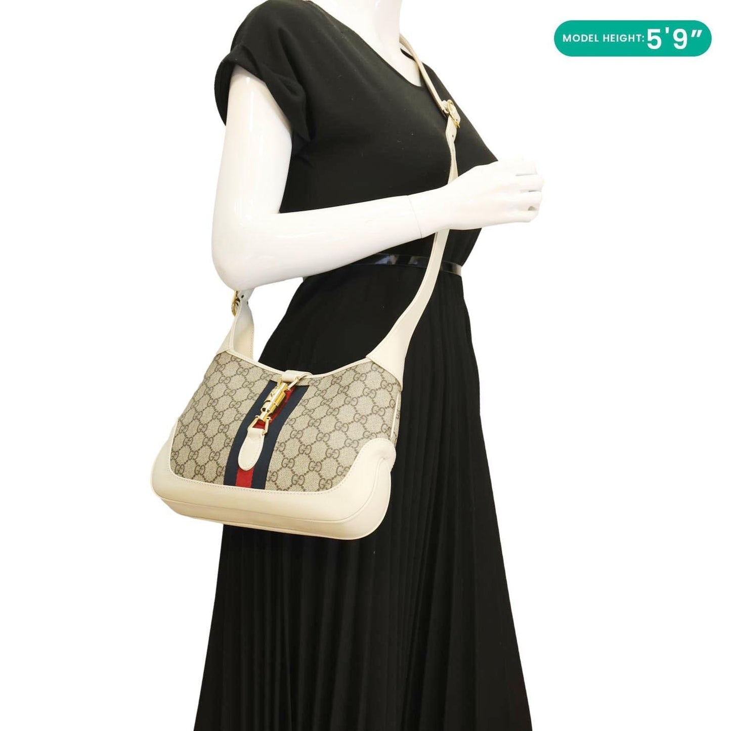 GUCCI Jackie 1961 Medium GG Supreme Canvas Hobo Bag White 636706