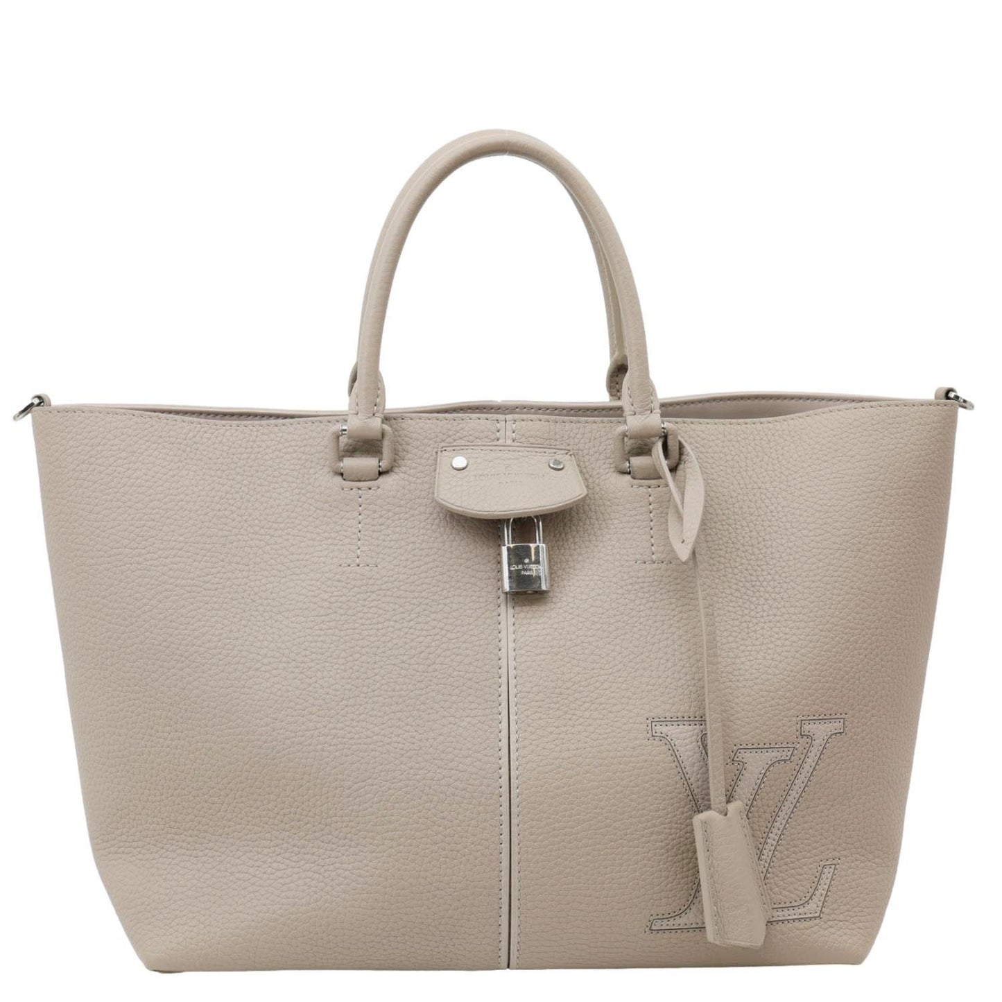 LOUIS VUITTON Pernelle Taurillon Leather Tote Bag Galet