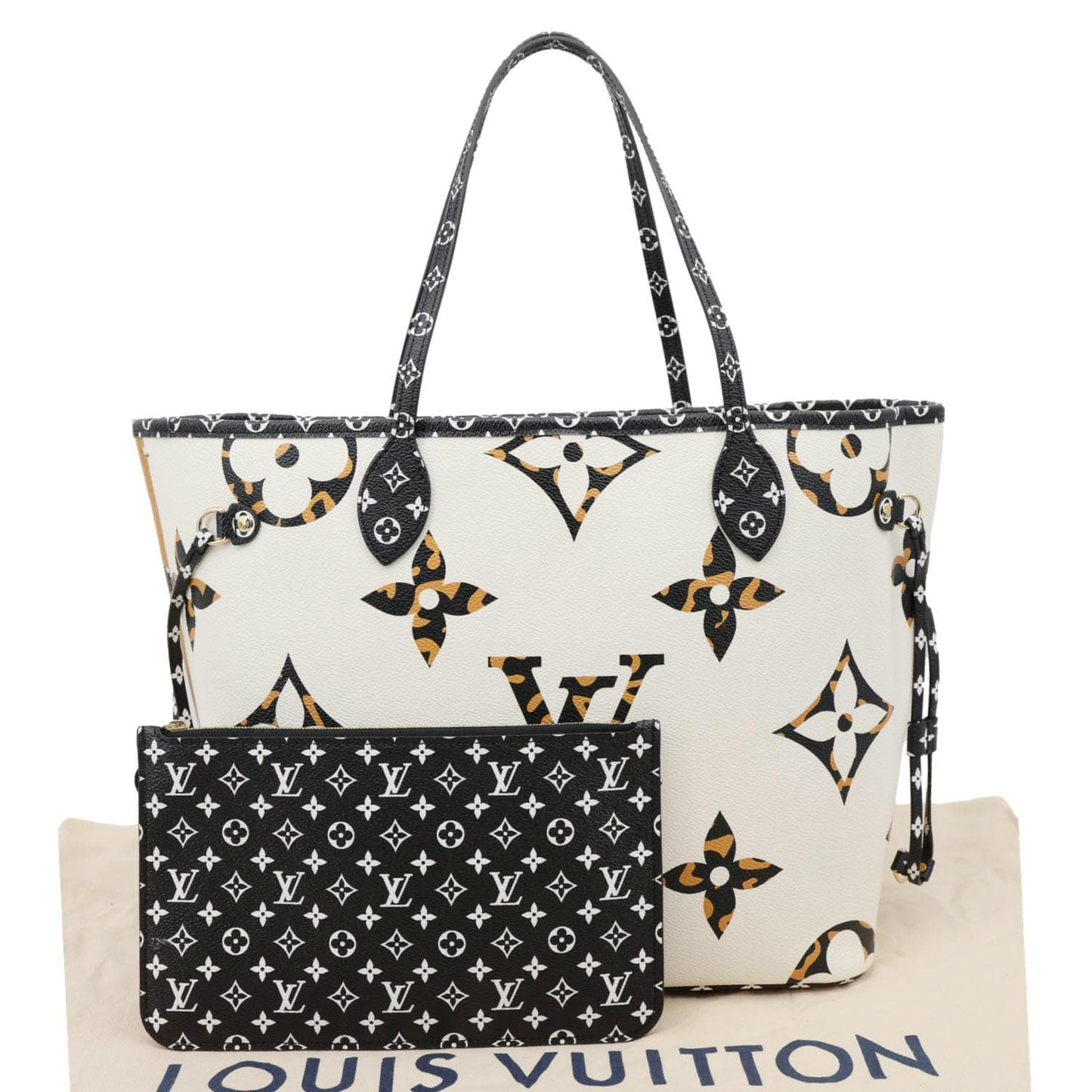 LOUIS VUITTON Neverfull MM Monogram Jungle Shoulder Bag Ivory
