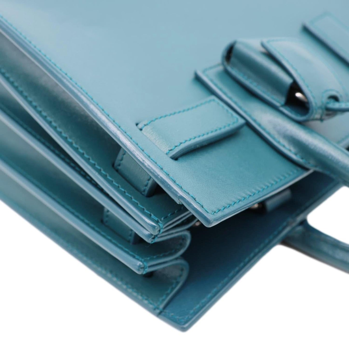 YVES SAINT LAURENT Sac de Jour Nano Calfskin Leather Satchel Bag Turquoise