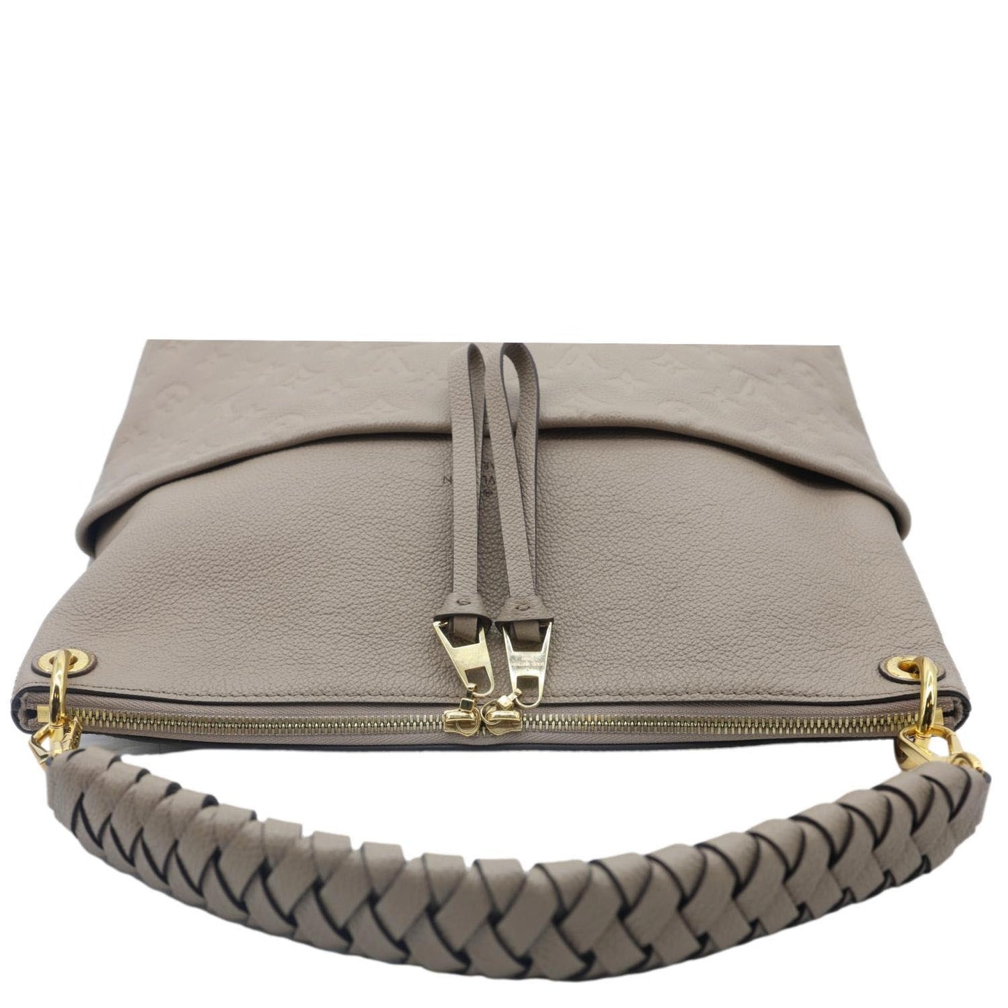 LOUIS VUITTON Maida Monogram Empreinte Leather Hobo Shoulder Bag Beige