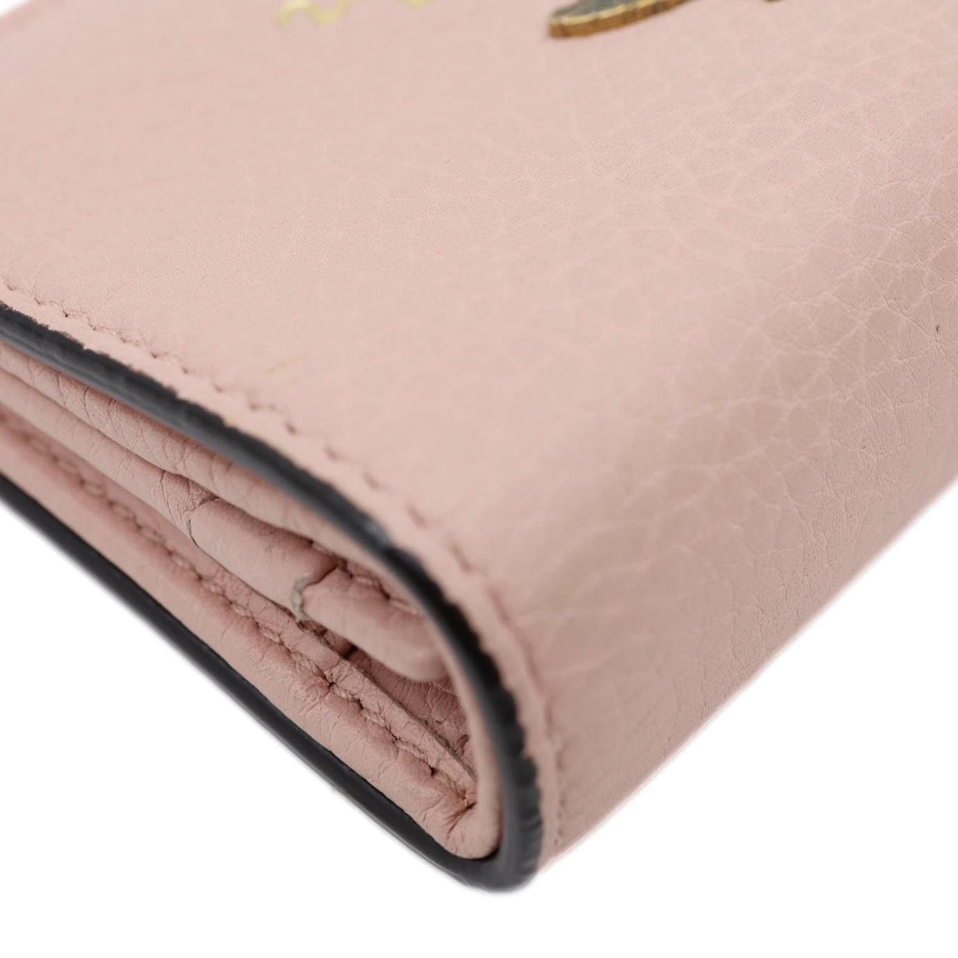 GUCCI Cellarius Blind for Love Animalier Leather Card Case Pink 460185