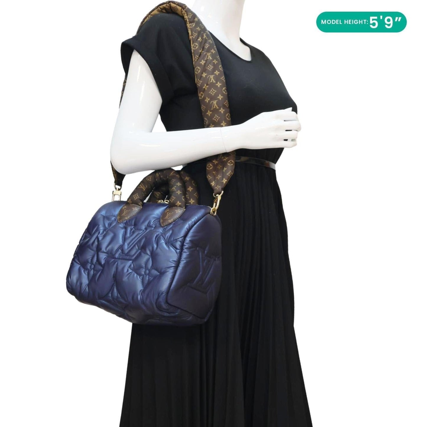 LOUIS VUITTON Speedy Pillow Bandouliere 25 Econyl Nylon Crossbody Bag Navy Blue