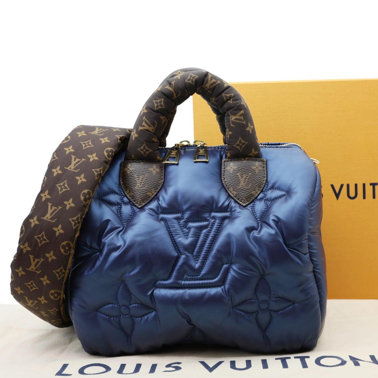 LOUIS VUITTON Speedy Pillow Bandouliere 25 Econyl Nylon Crossbody Bag Navy Blue