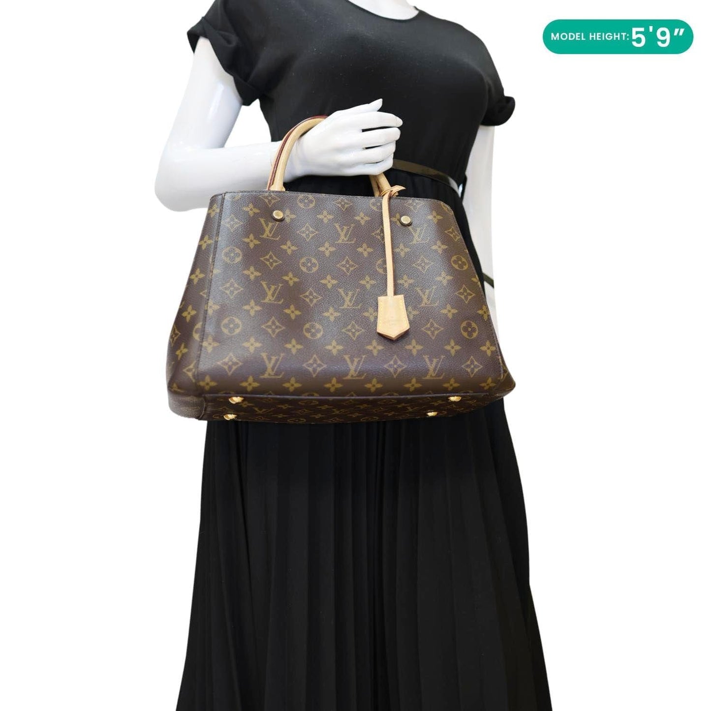 LOUIS VUITTON Montaigne MM Monogram Canvas Shoulder Bag Brown