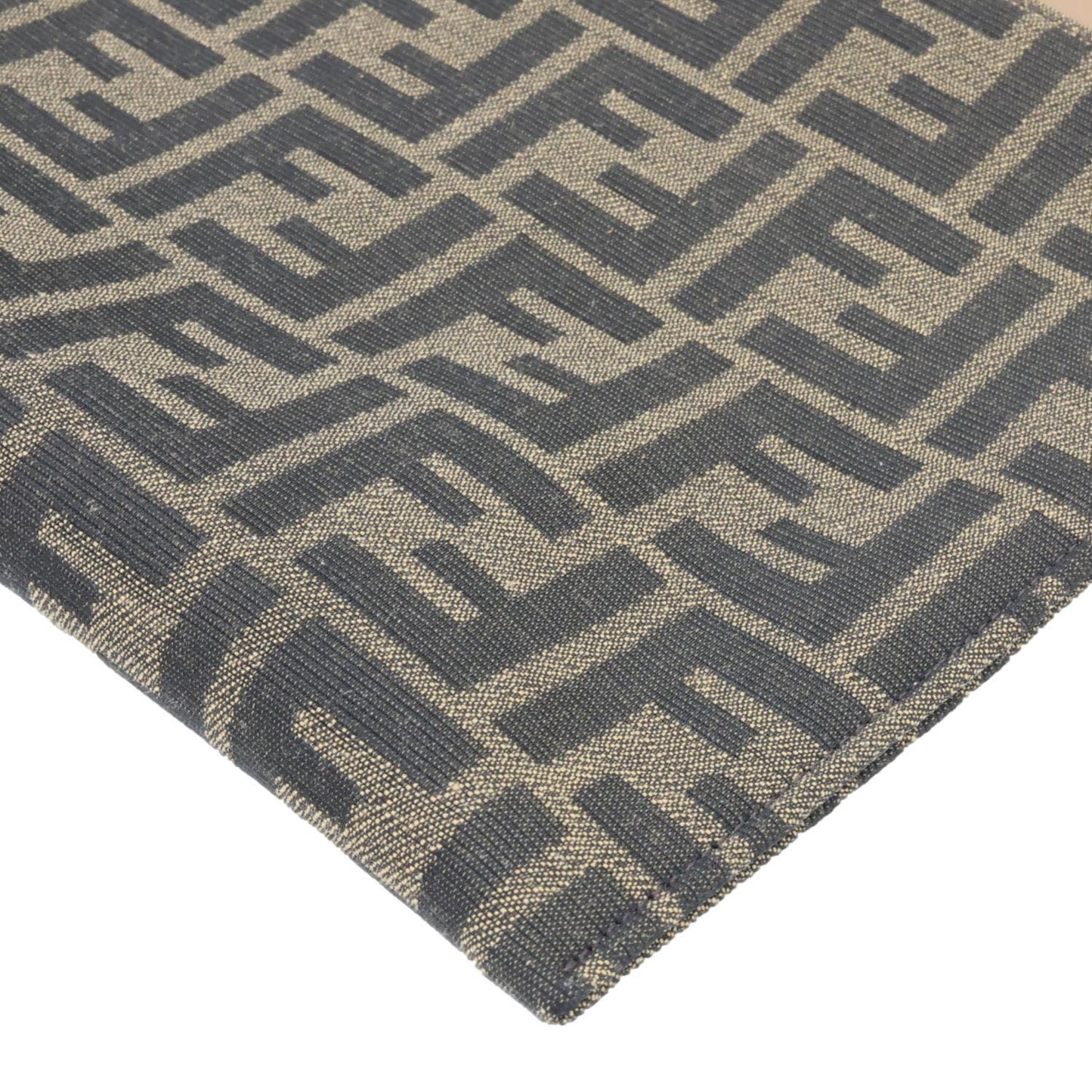 FENDI Flat Medium FF Jacquard Canvas Pouch Brown