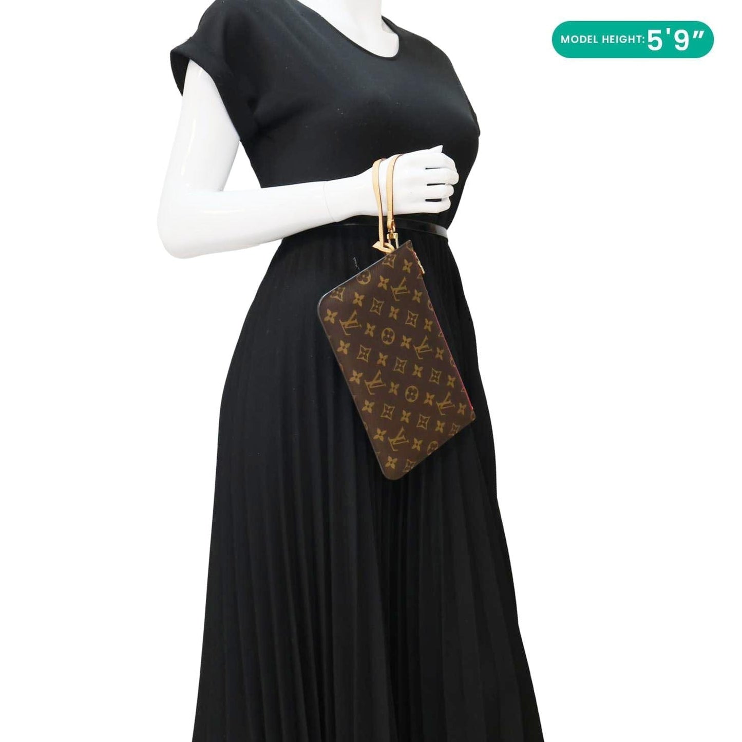 LOUIS VUITTON Neverfull Wristlet Monogram Canvas Pouch Brown