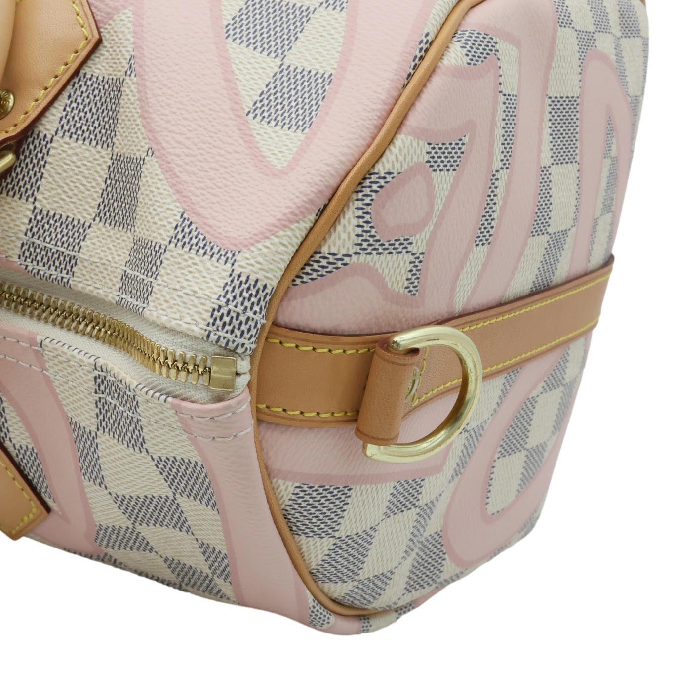 LOUIS VUITTON Tahitienne Speedy 30 Bandouliere Damier Azur Satchel Bag Rose Ballerine