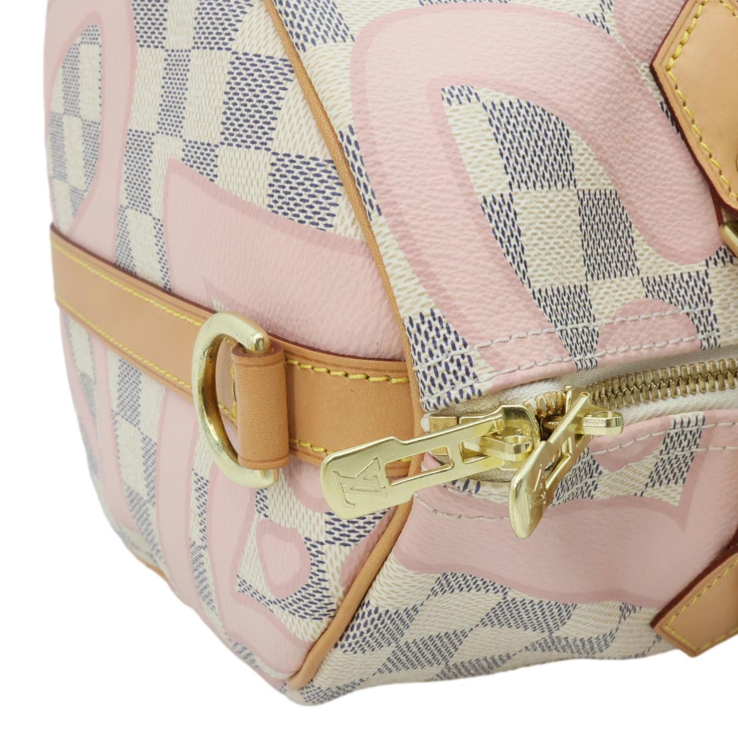 LOUIS VUITTON Tahitienne Speedy 30 Bandouliere Damier Azur Satchel Bag Rose Ballerine