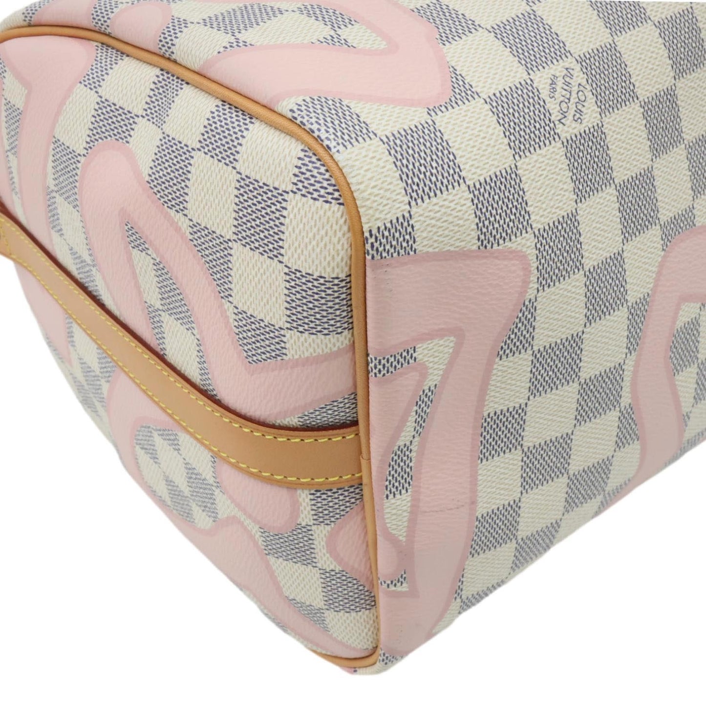 LOUIS VUITTON Tahitienne Speedy 30 Bandouliere Damier Azur Satchel Bag Rose Ballerine