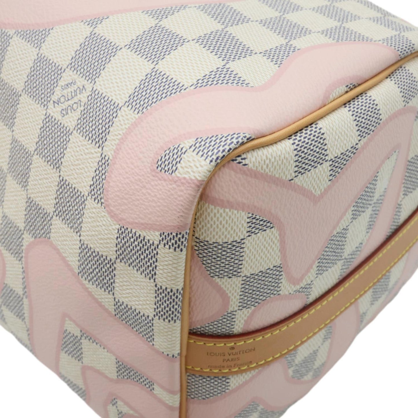 LOUIS VUITTON Tahitienne Speedy 30 Bandouliere Damier Azur Satchel Bag Rose Ballerine