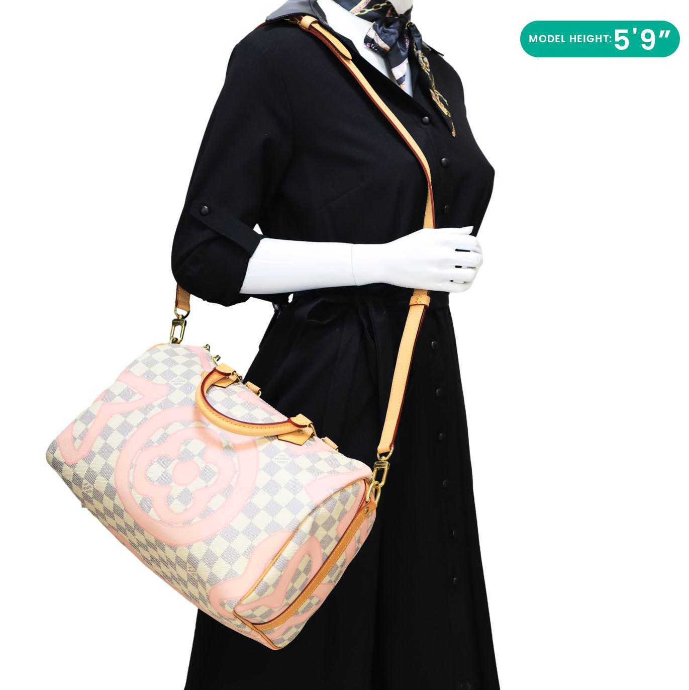 LOUIS VUITTON Tahitienne Speedy 30 Bandouliere Damier Azur Satchel Bag Rose Ballerine