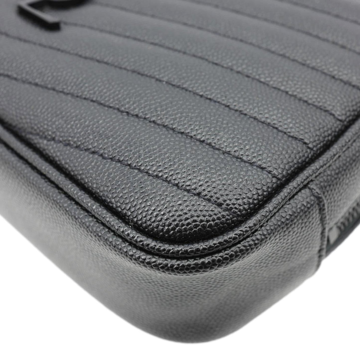 YVES SAINT LAURENT Lou Chevron Leather Camera Bag Black