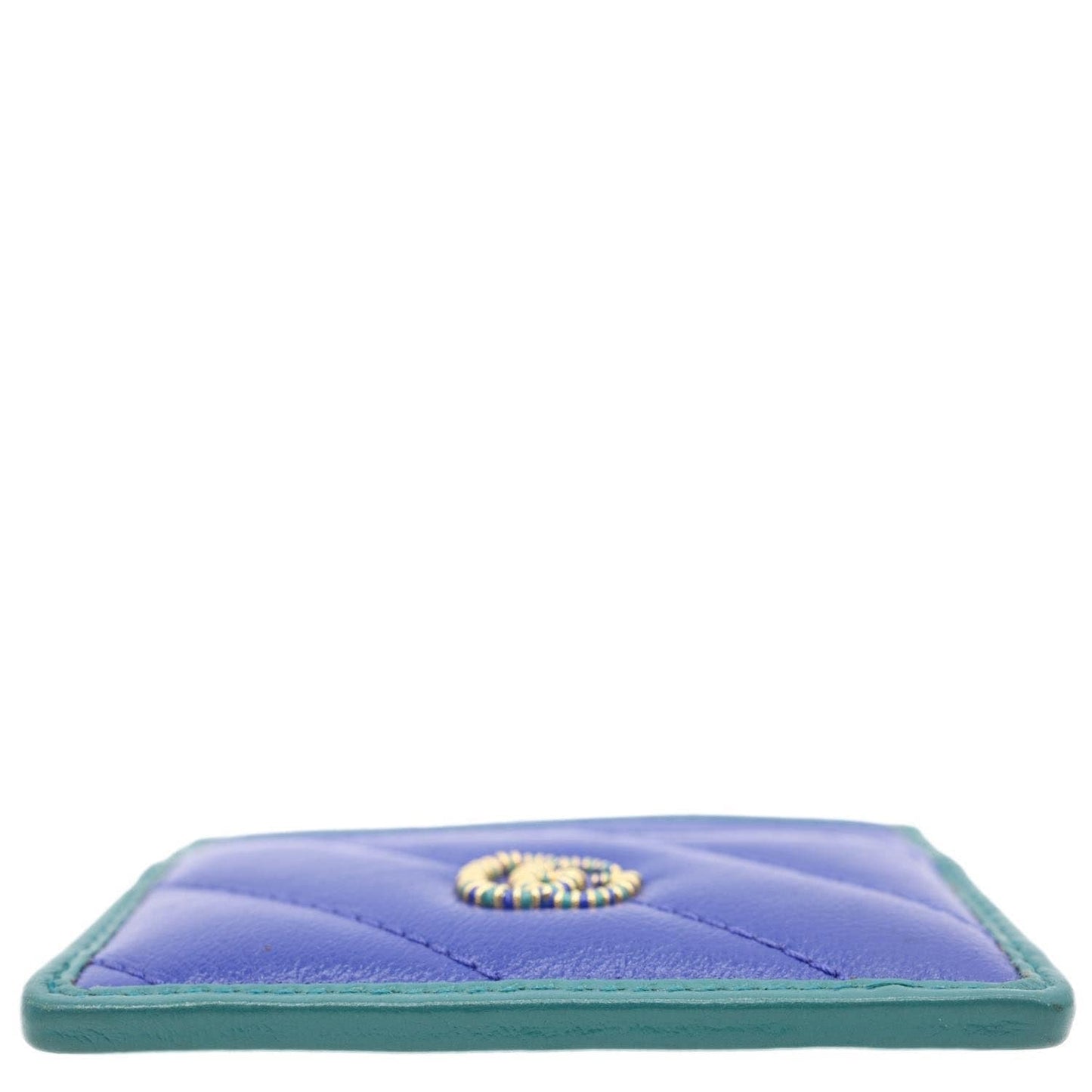 GUCCI Torchon GG Calfskin Leather Card Holder Blue 573812
