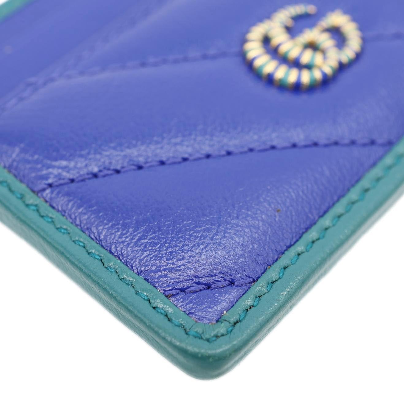 GUCCI Torchon GG Calfskin Leather Card Holder Blue 573812