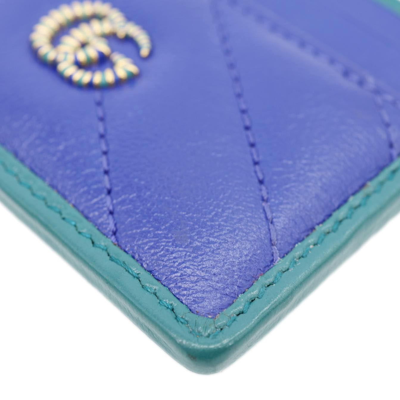 GUCCI Torchon GG Calfskin Leather Card Holder Blue 573812