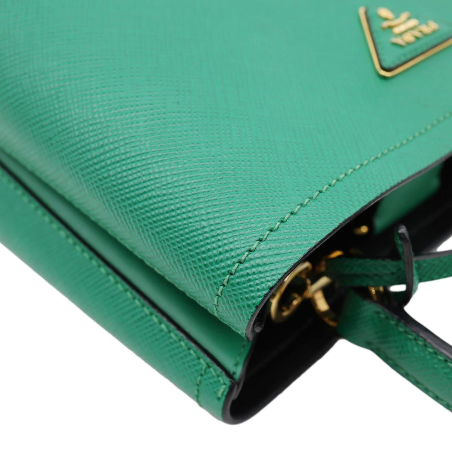 PRADA Panier Saffiano Leather Bucket Bag Green