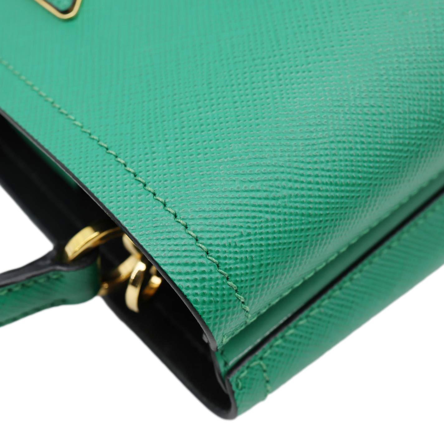 PRADA Panier Saffiano Leather Bucket Bag Green