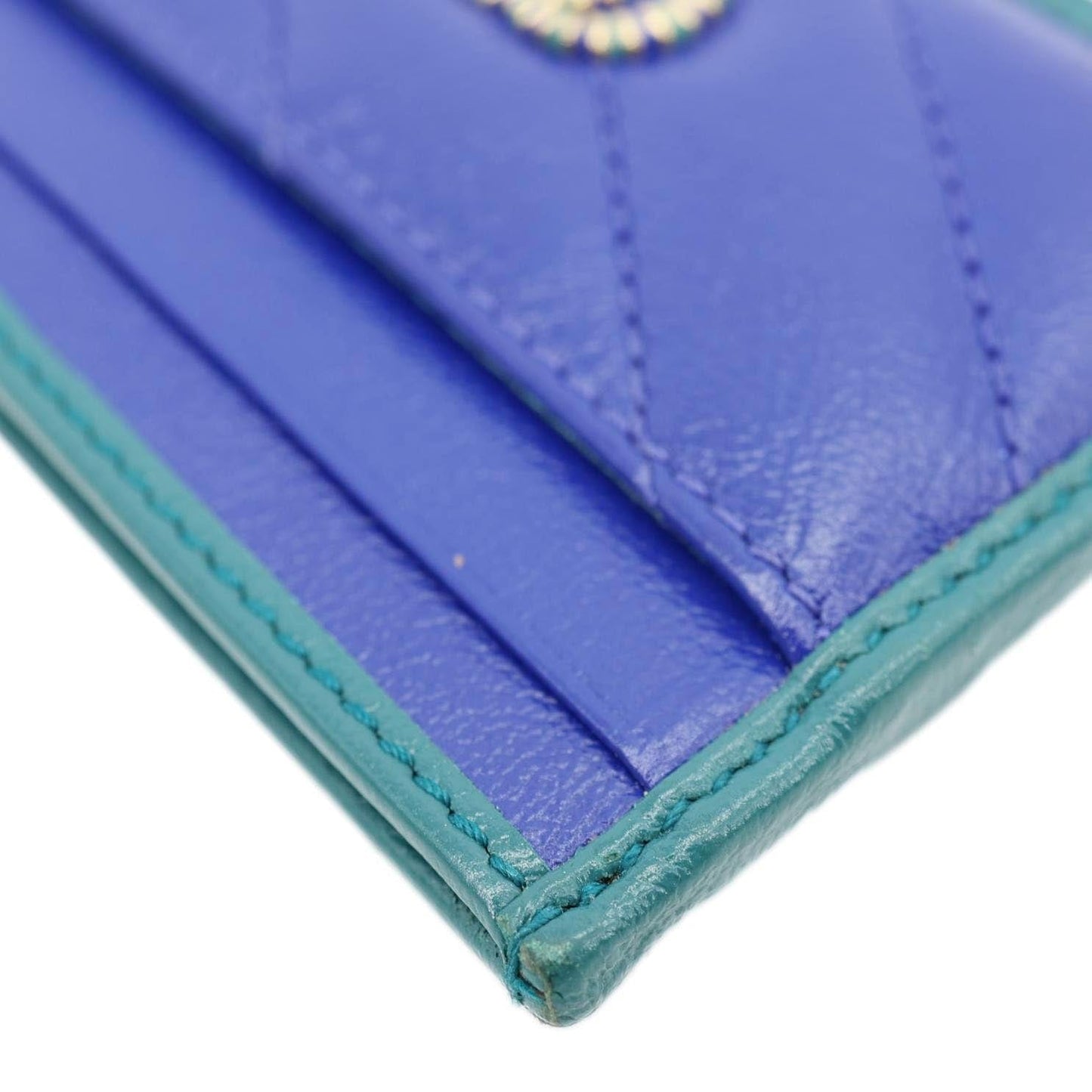 GUCCI Torchon GG Calfskin Leather Card Holder Blue 573812