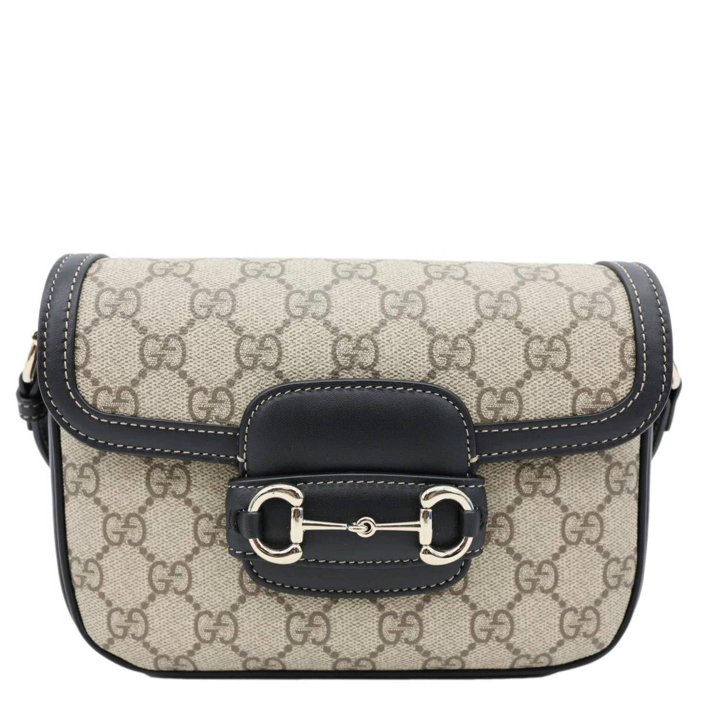 GUCCI Horsebit 1955 GG Supreme Canvas Shoulder Bag Beige 602204