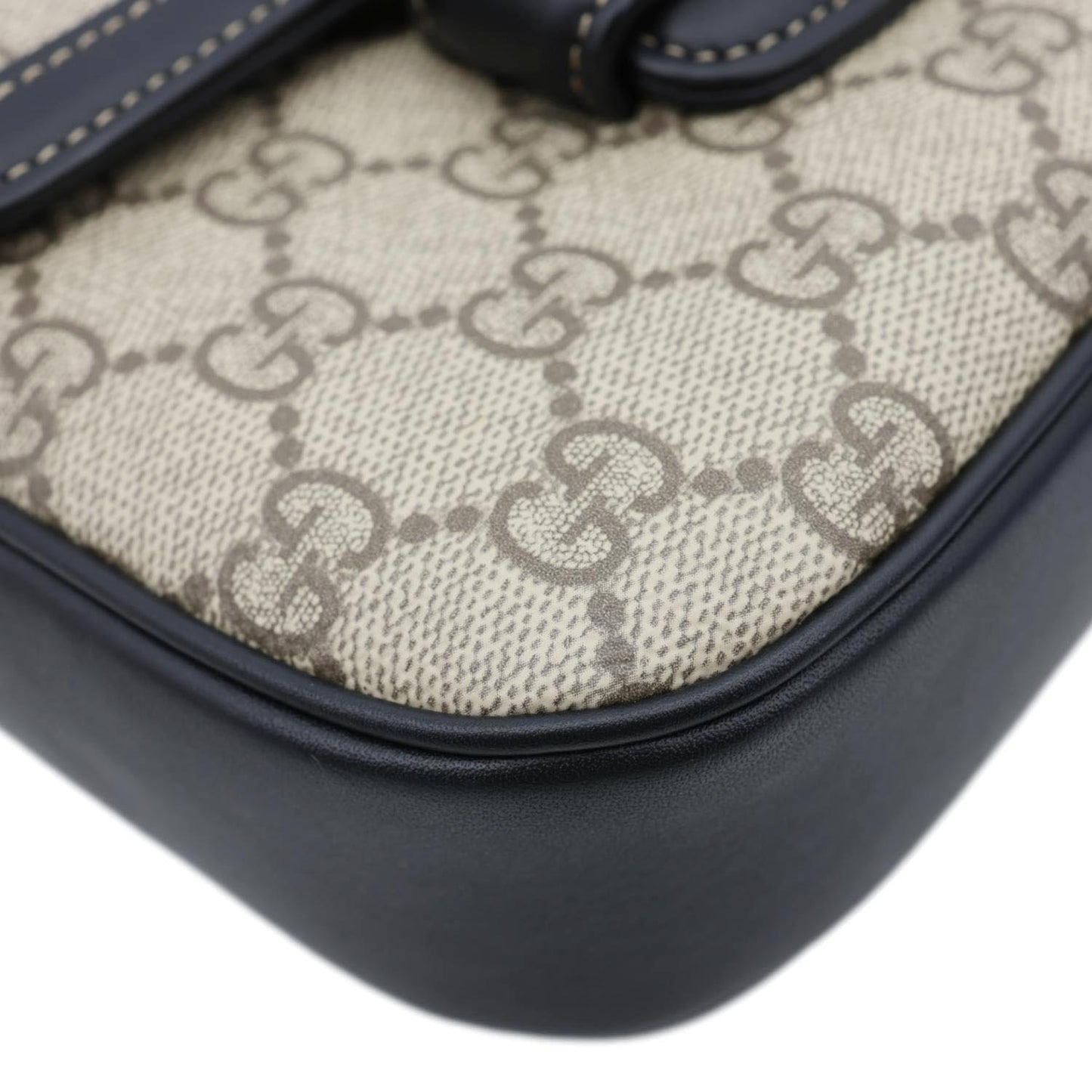 GUCCI Horsebit 1955 GG Supreme Canvas Shoulder Bag Beige 602204
