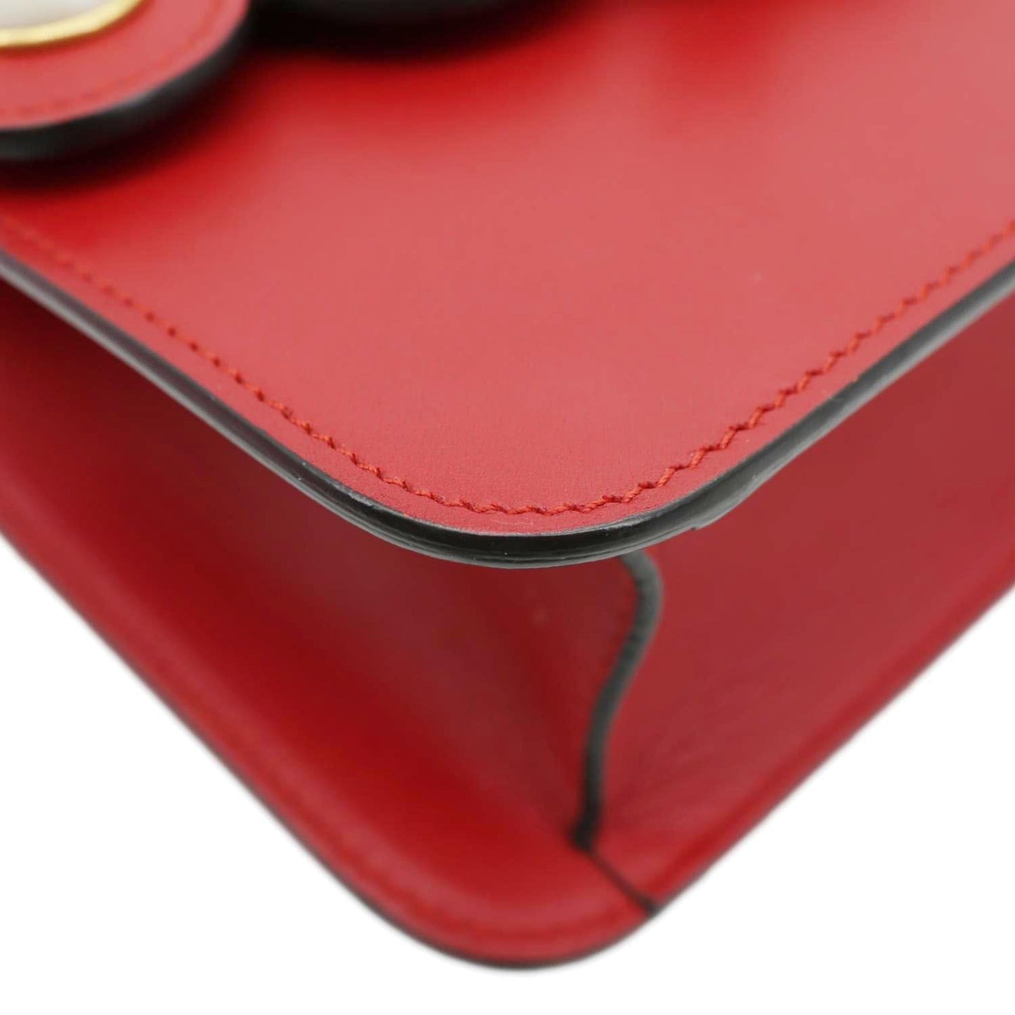 GUCCI Pearly Peony Leather Chain Shoulder Bag Red 432281