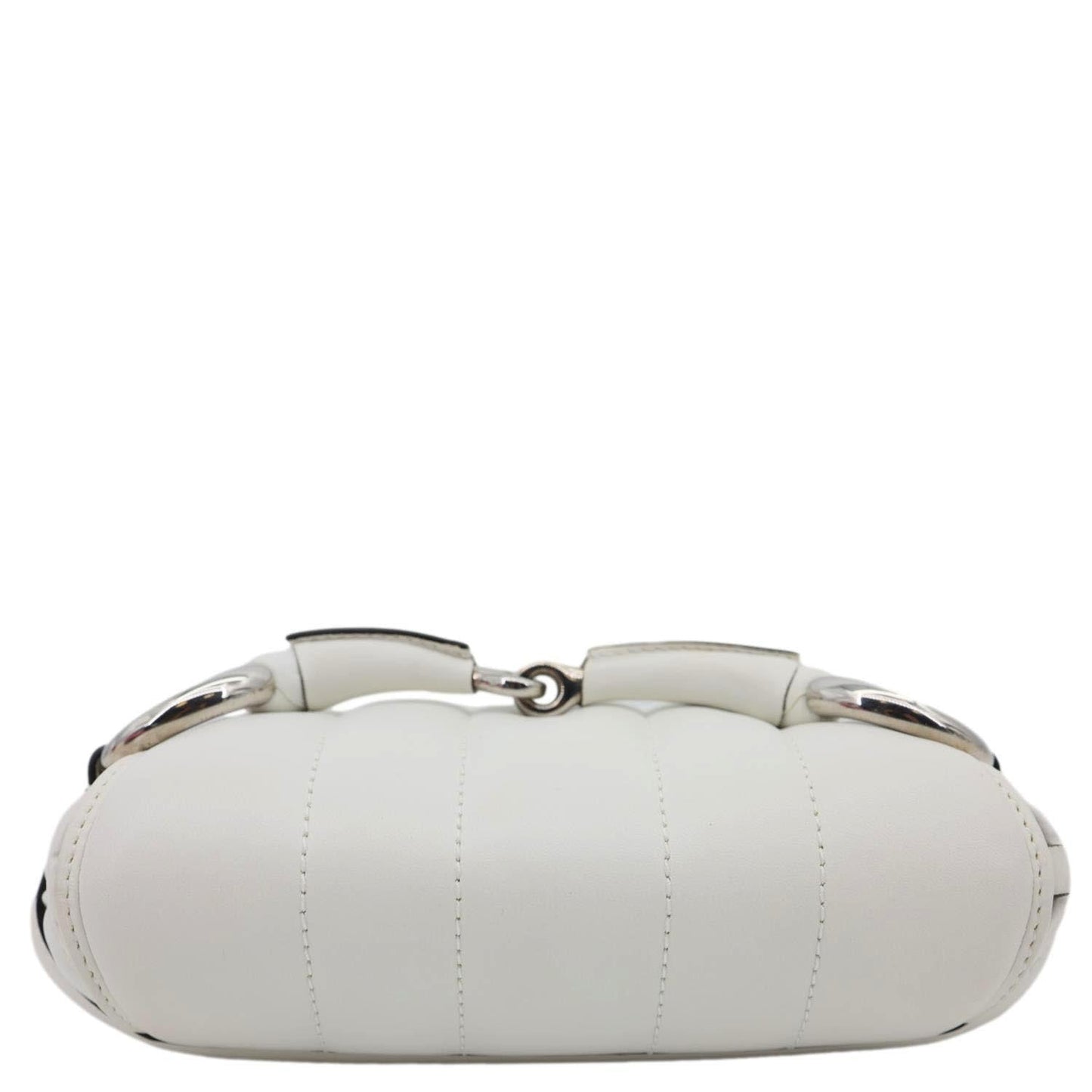 GUCCI Horsebit Quilted Lambskin Leather Chain Shoulder Bag White 764339