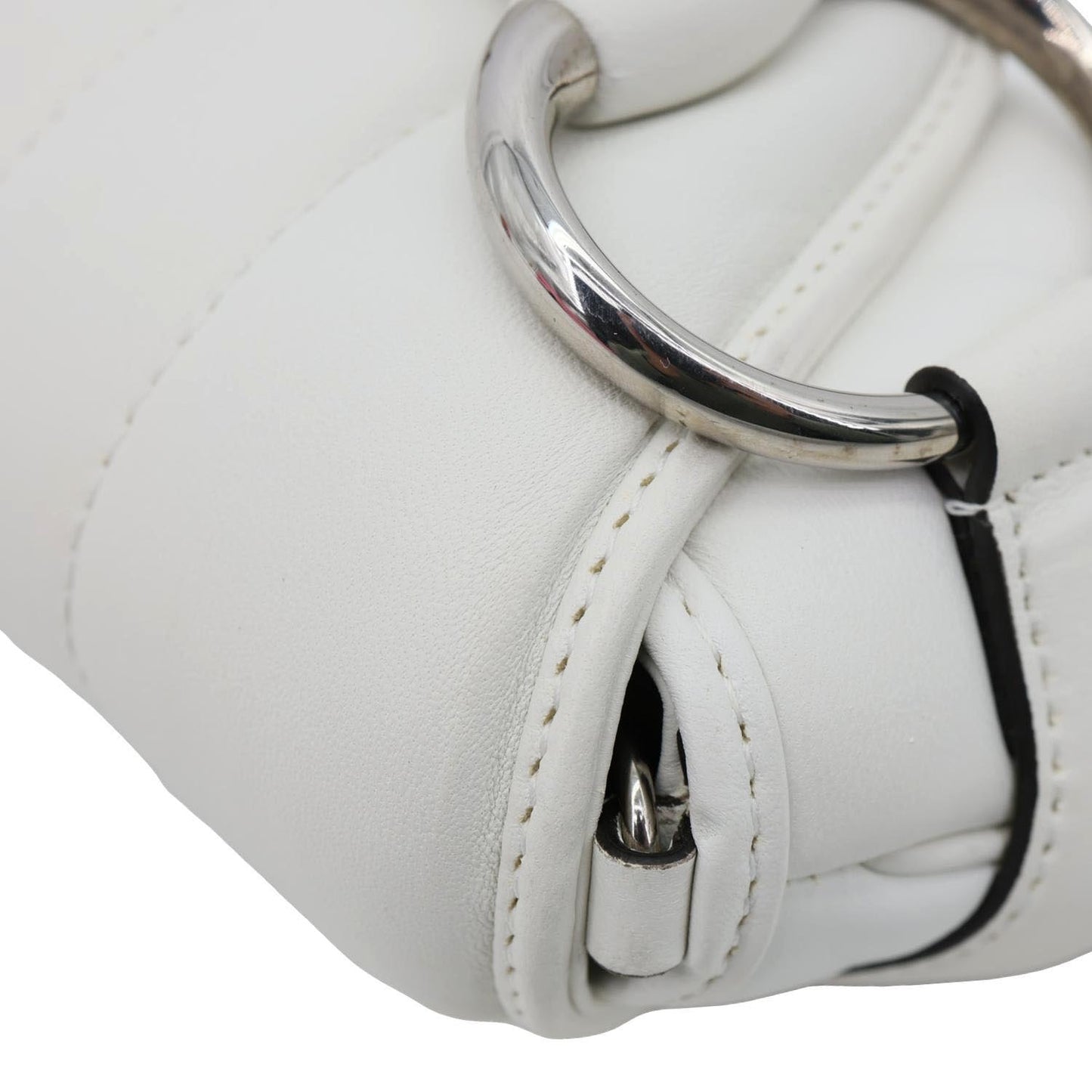GUCCI Horsebit Quilted Lambskin Leather Chain Shoulder Bag White 764339