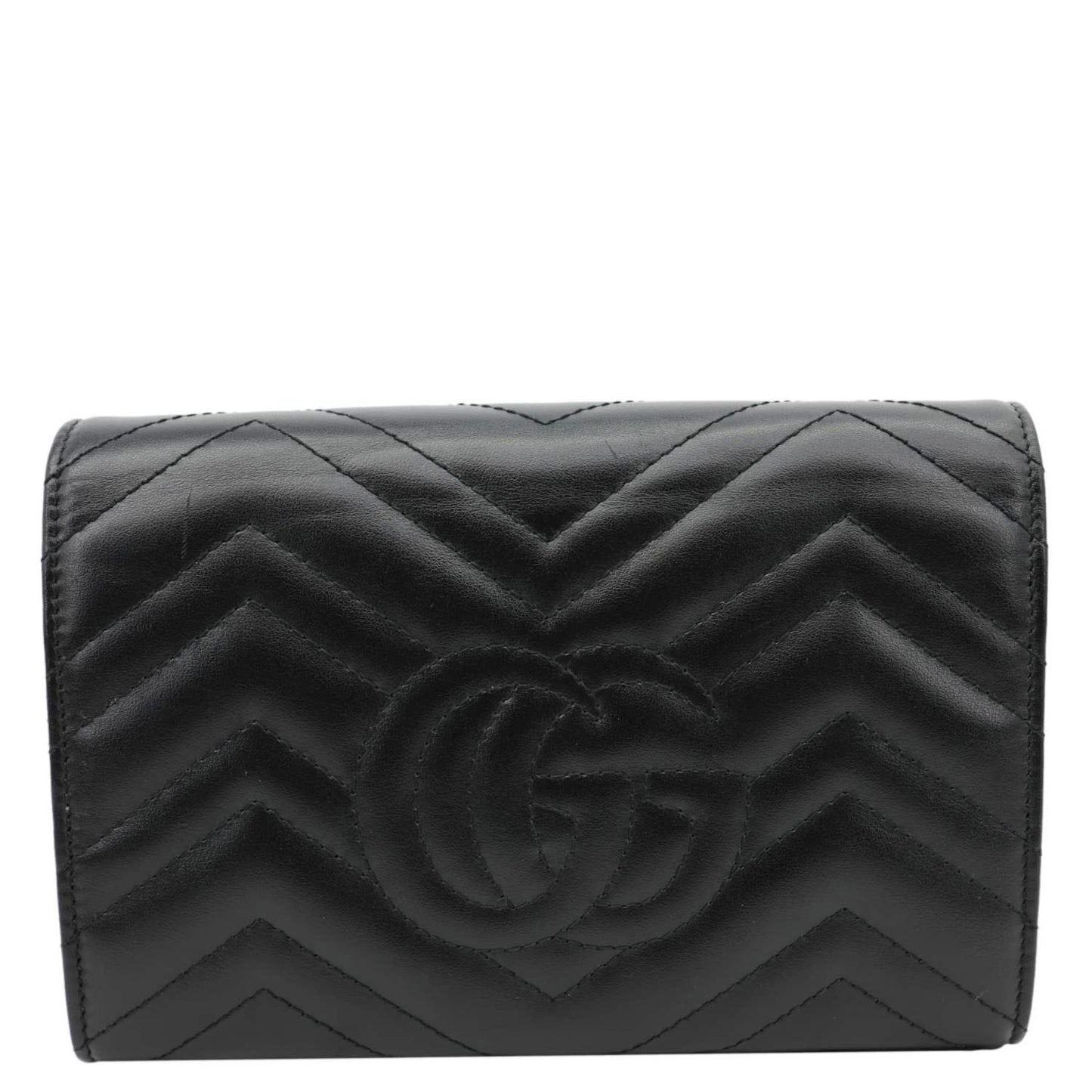 GUCCI GG Marmont Mini Matelasse Leather Crossbody Bag Black 474575