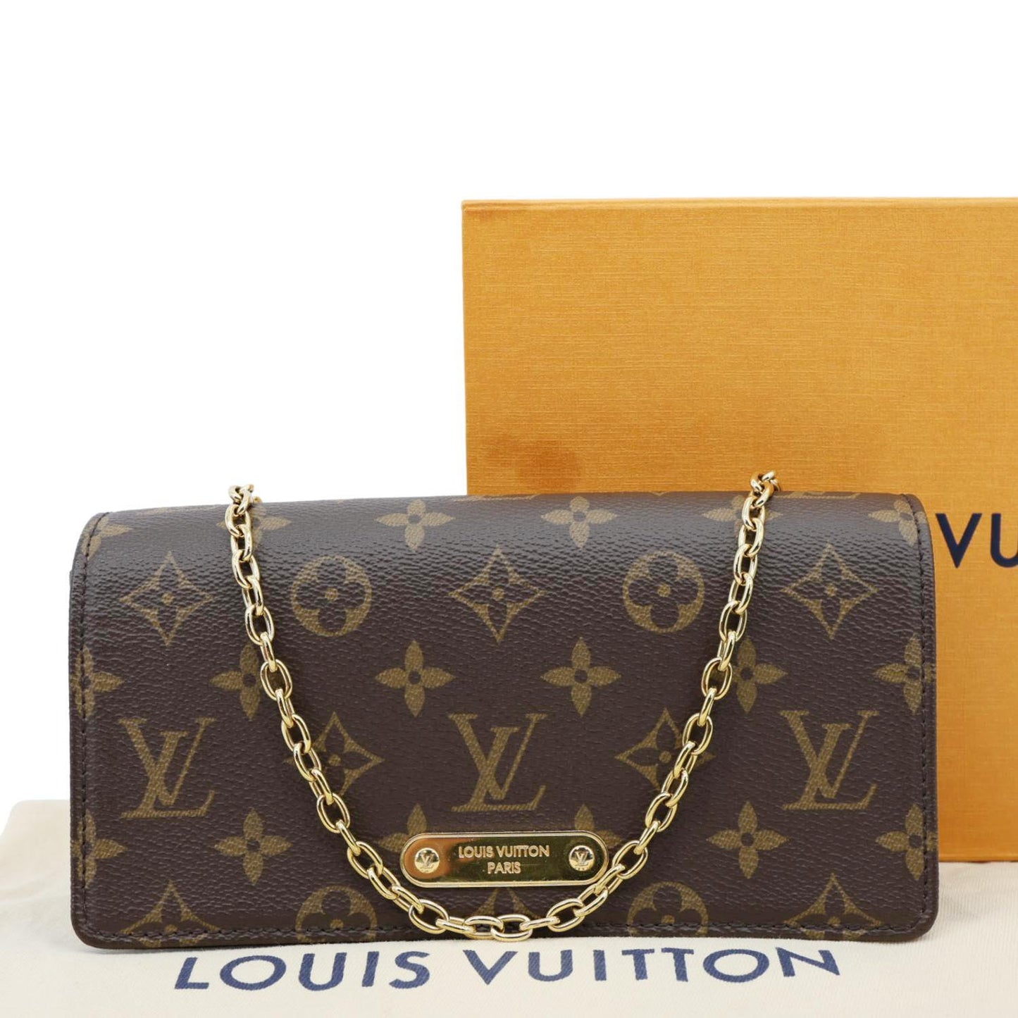 LOUIS VUITTON Lily Monogram Canvas Wallet On Chain Brown