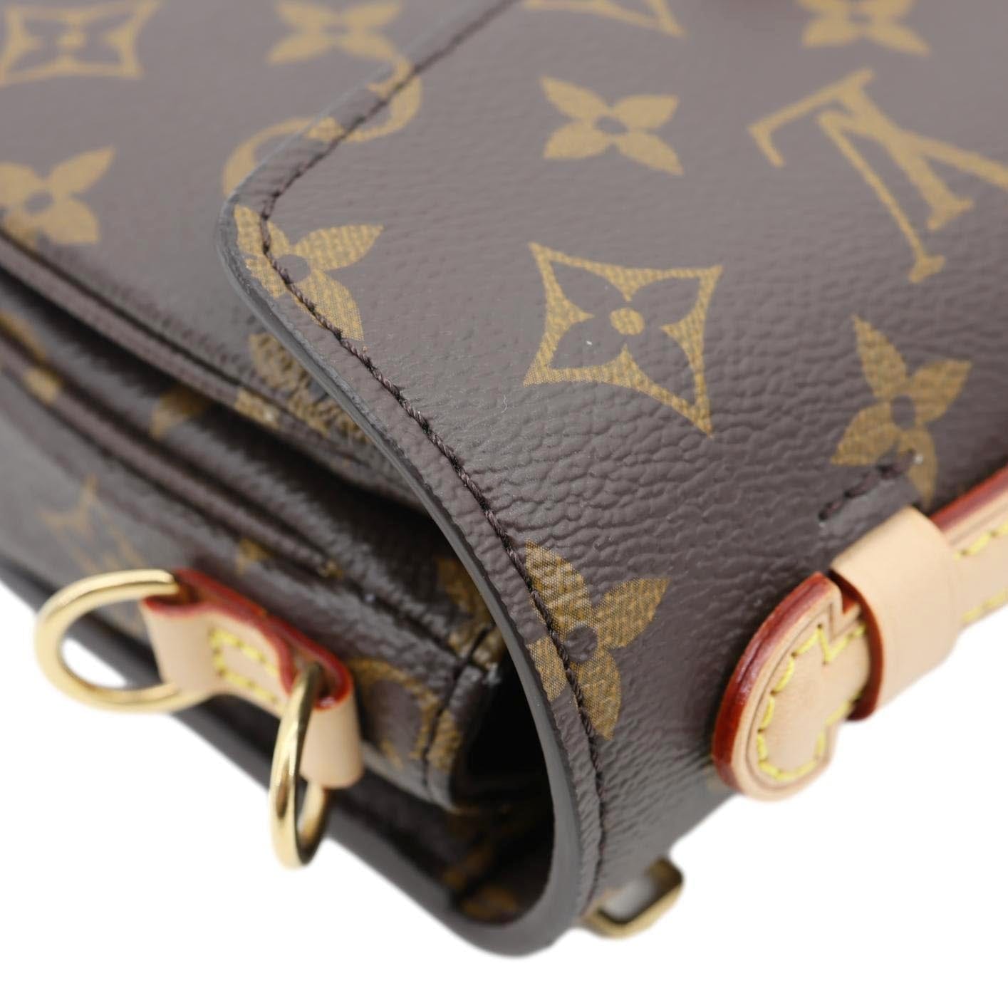 LOUIS VUITTON Metis East West Pochette Monogram Canvas Crossbody Bag Brown