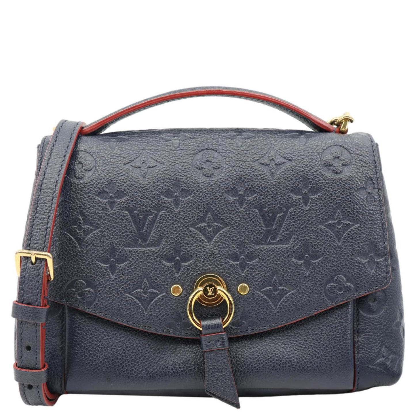 LOUIS VUITTON Blanche Empreinte Leather Shoulder Bag Marine Rouge