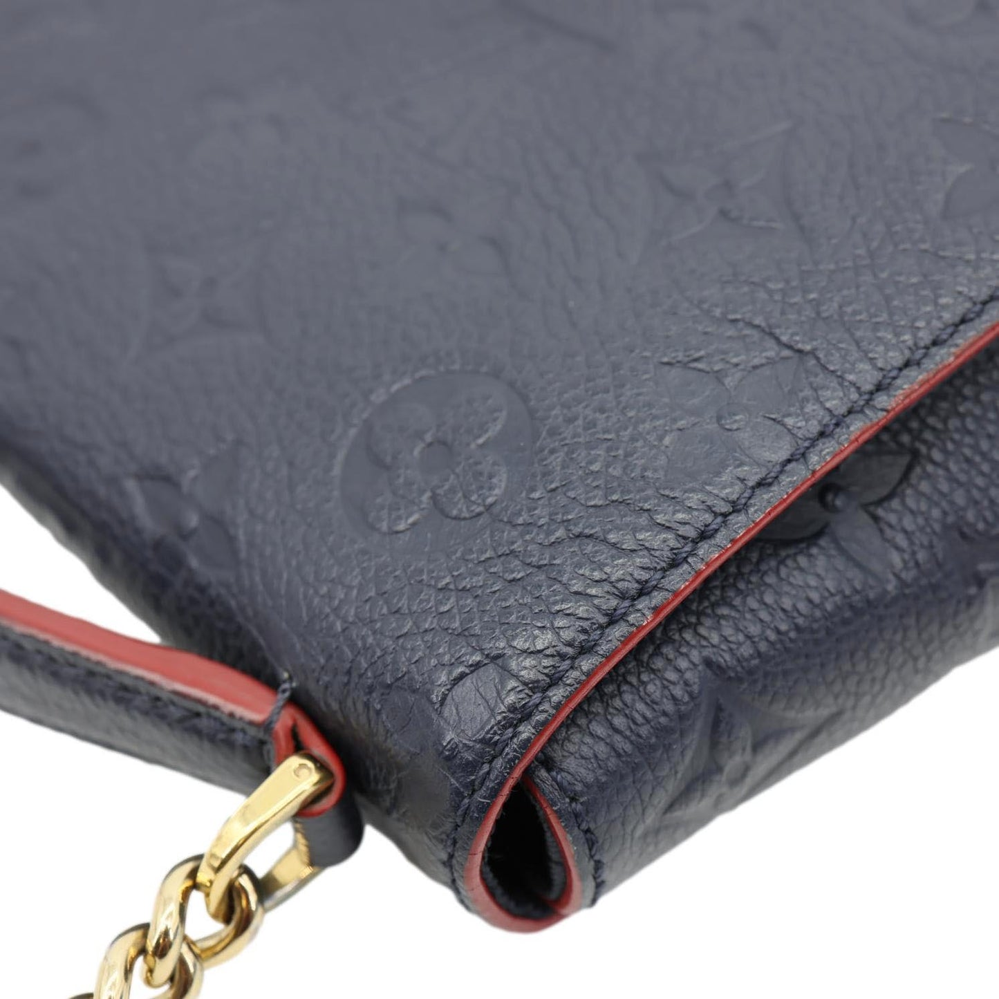 LOUIS VUITTON Blanche Empreinte Leather Shoulder Bag Marine Rouge