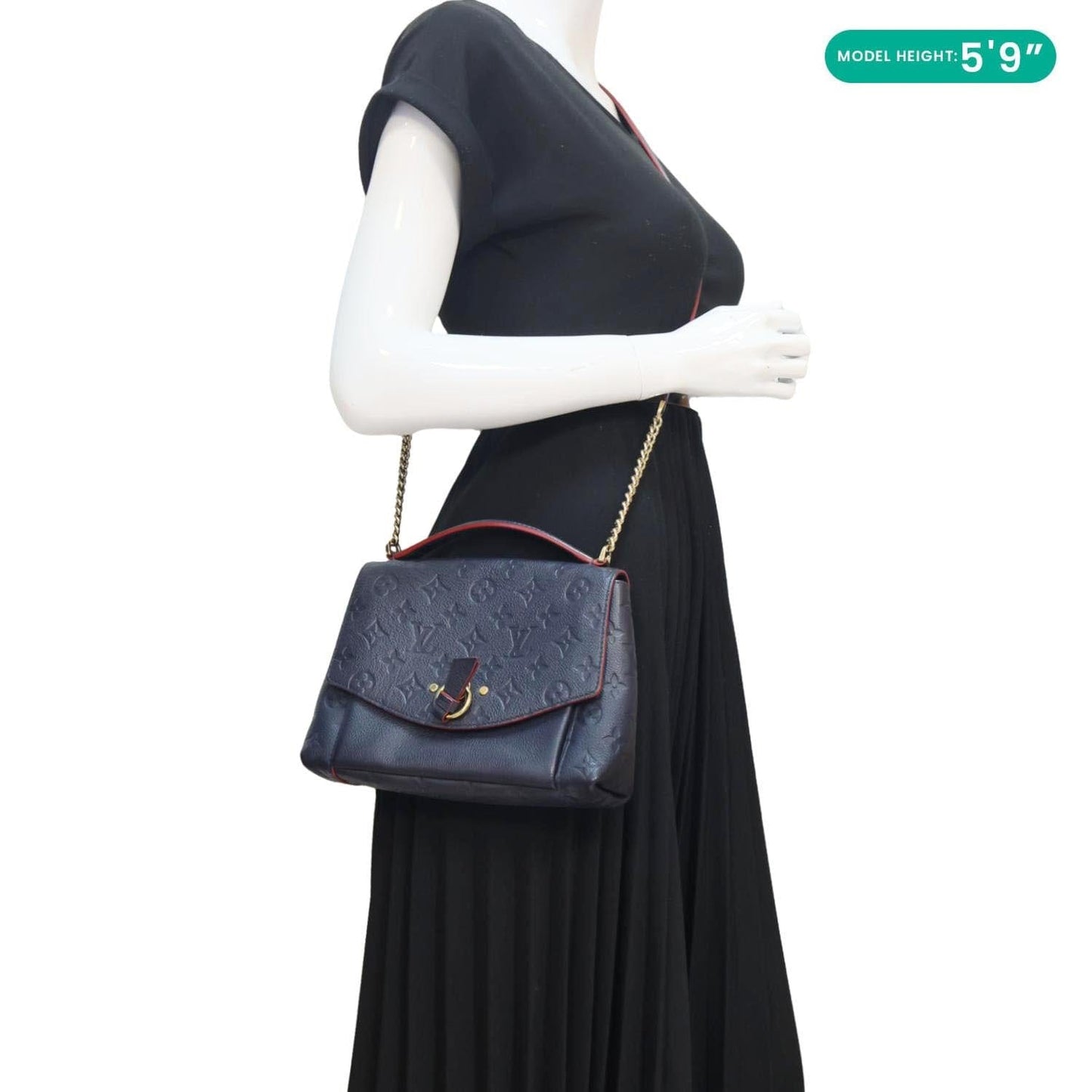 LOUIS VUITTON Blanche Empreinte Leather Shoulder Bag Marine Rouge
