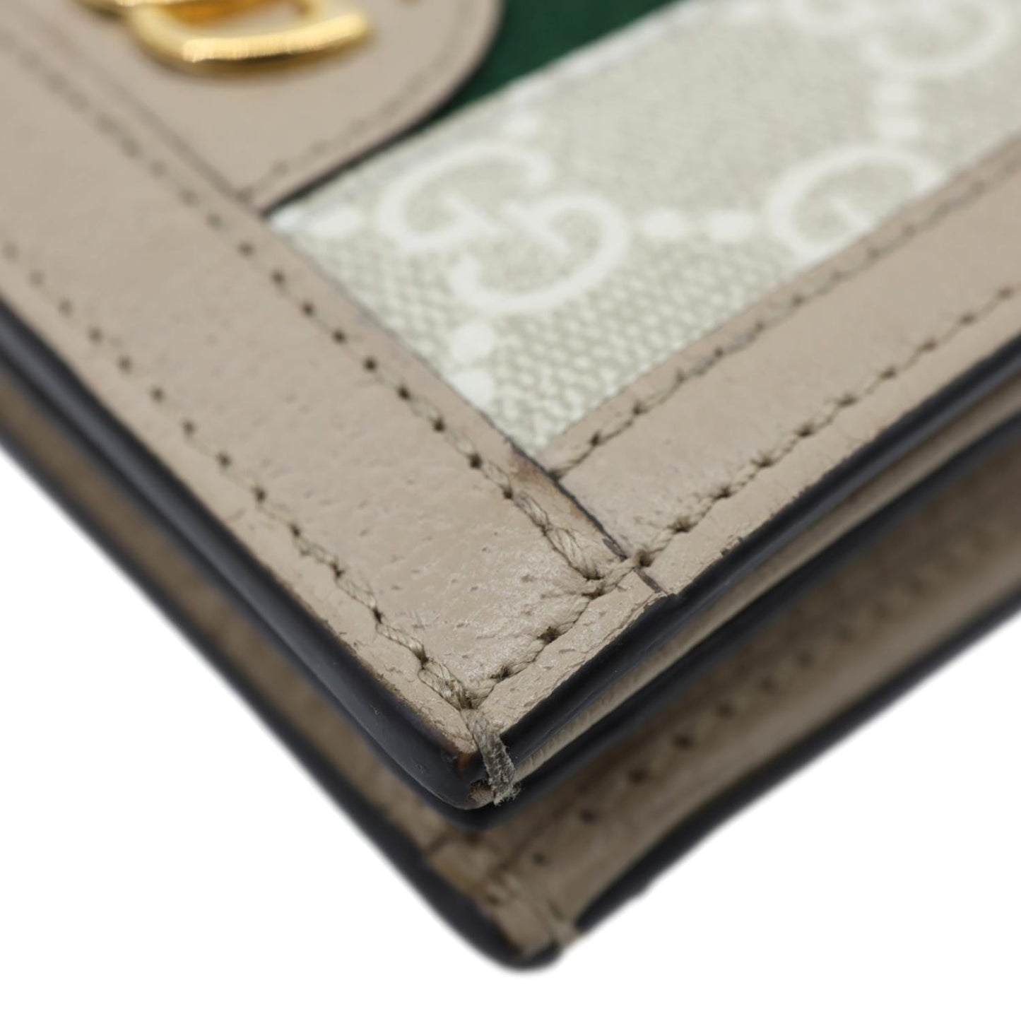 GUCCI Ophidia Web GG Supreme Canvas Card Case Wallet Beige 523155