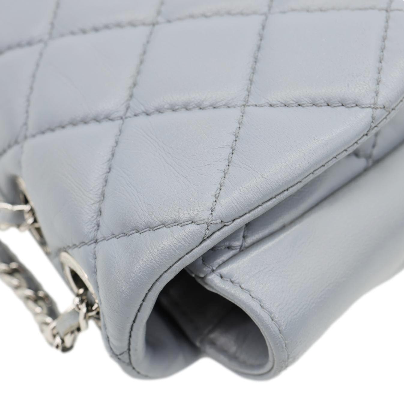 CHANEL Classic Flap Quilted Leather Shoulder Bag Grey