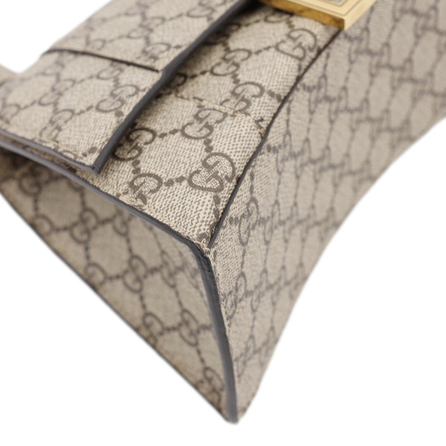 BALENCIAGA X GUCCI Hourglass Small GG Supreme Monogram Top Handle Shoulder Bag Beige 681697
