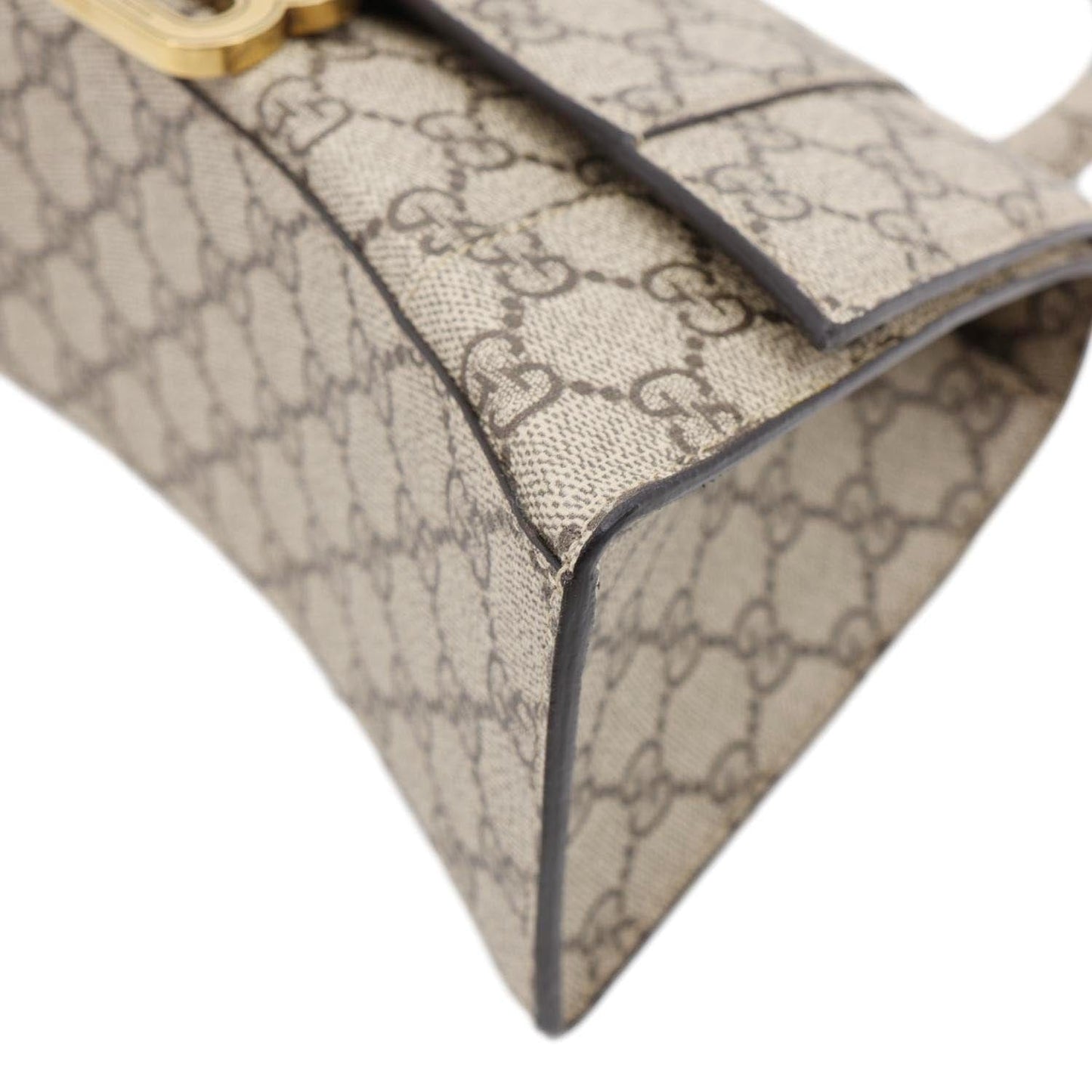 BALENCIAGA X GUCCI Hourglass Small GG Supreme Monogram Top Handle Shoulder Bag Beige 681697