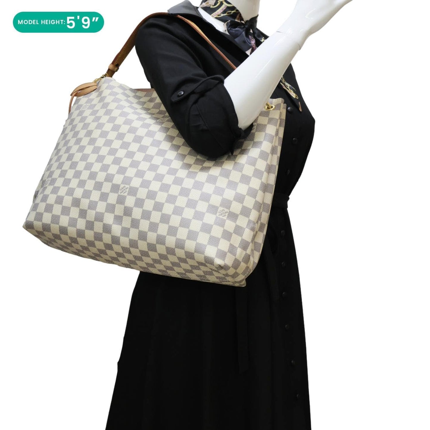 LOUIS VUITTON Graceful MM Damier Azur Hobo Bag Rose Ballerine