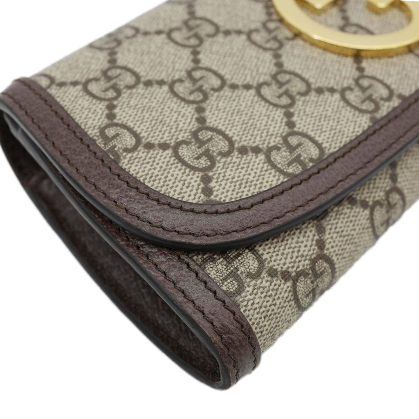 GUCCI Blondie Continental Dollar GG Supreme Canvas Chain Wallet Beige 725215