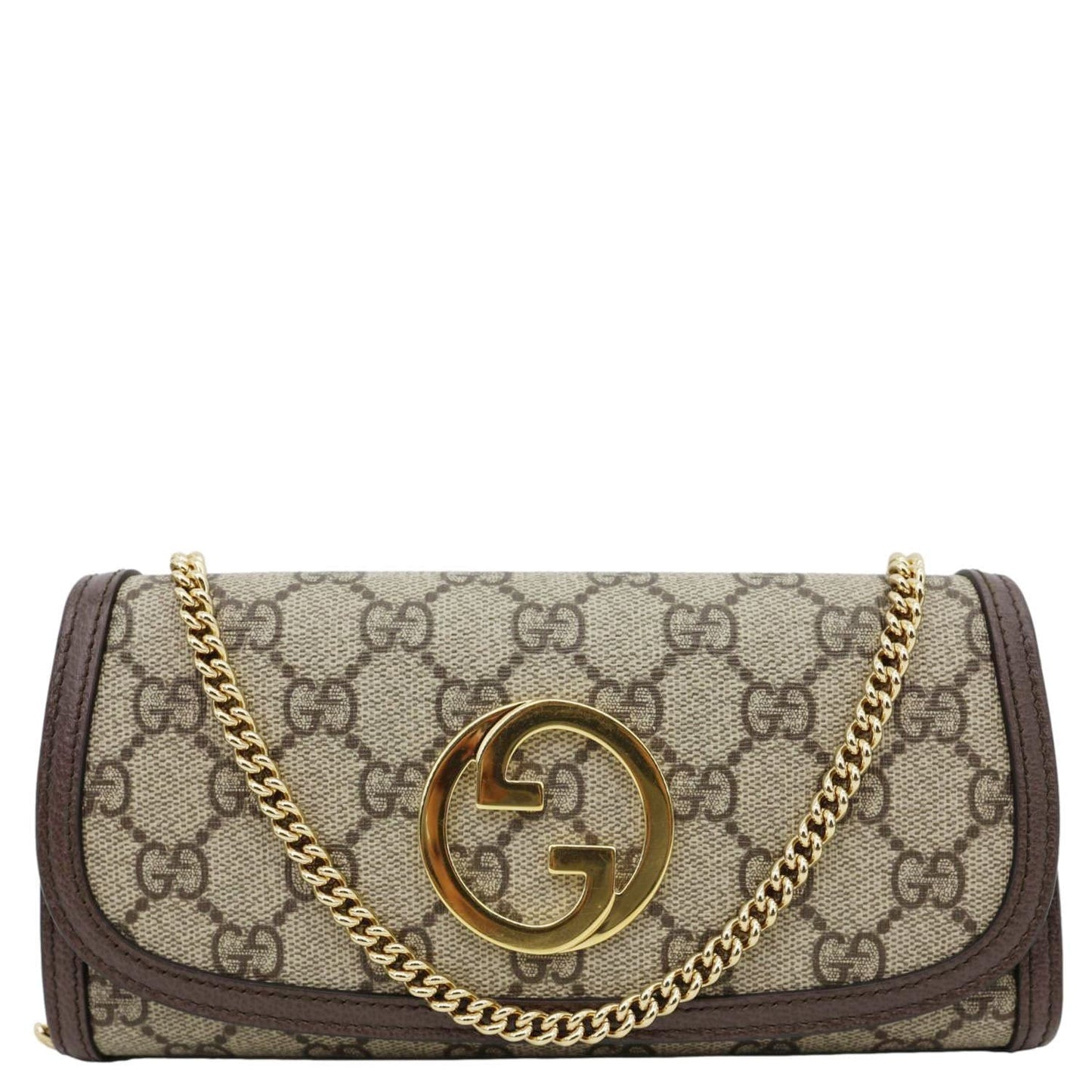 GUCCI Blondie Continental Dollar GG Supreme Canvas Chain Wallet Beige 725215