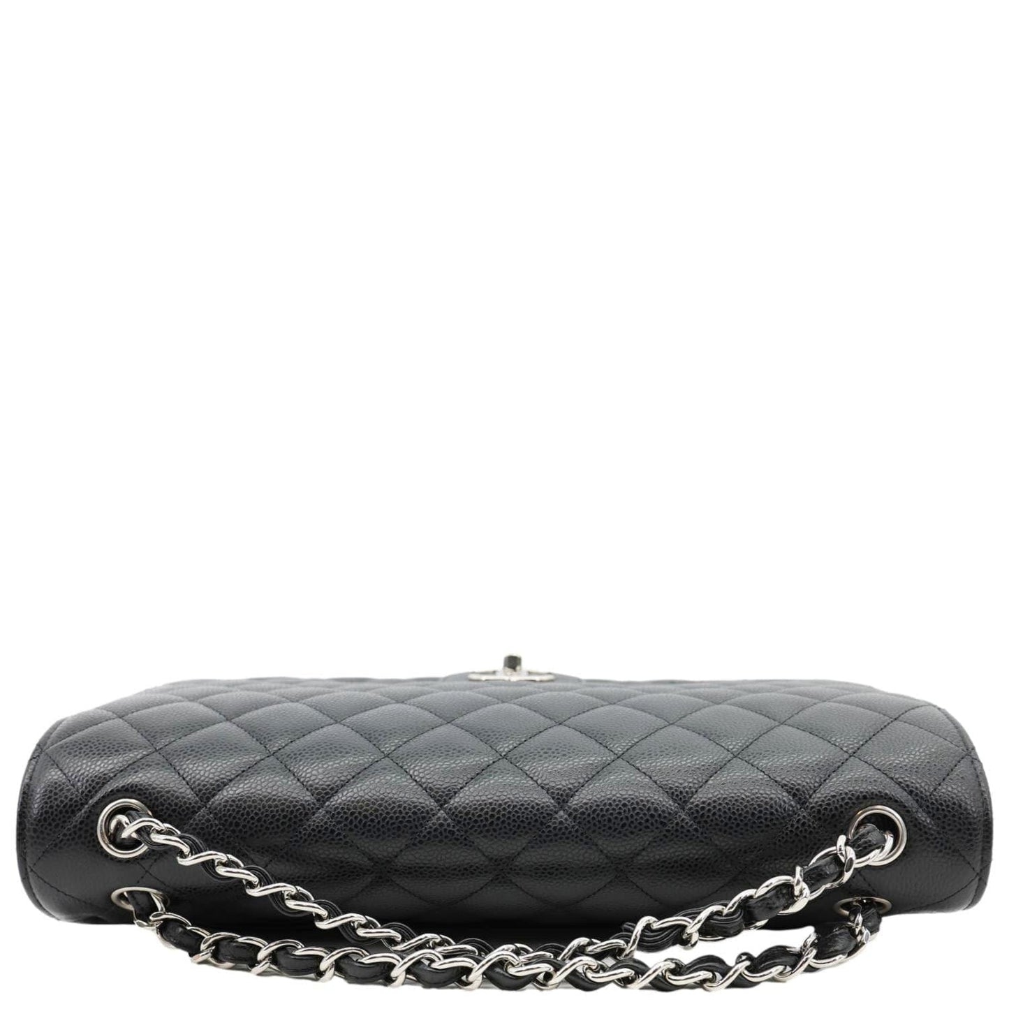 CHANEL Classic Double Flap Maxi Caviar Leather Shoulder Bag Black