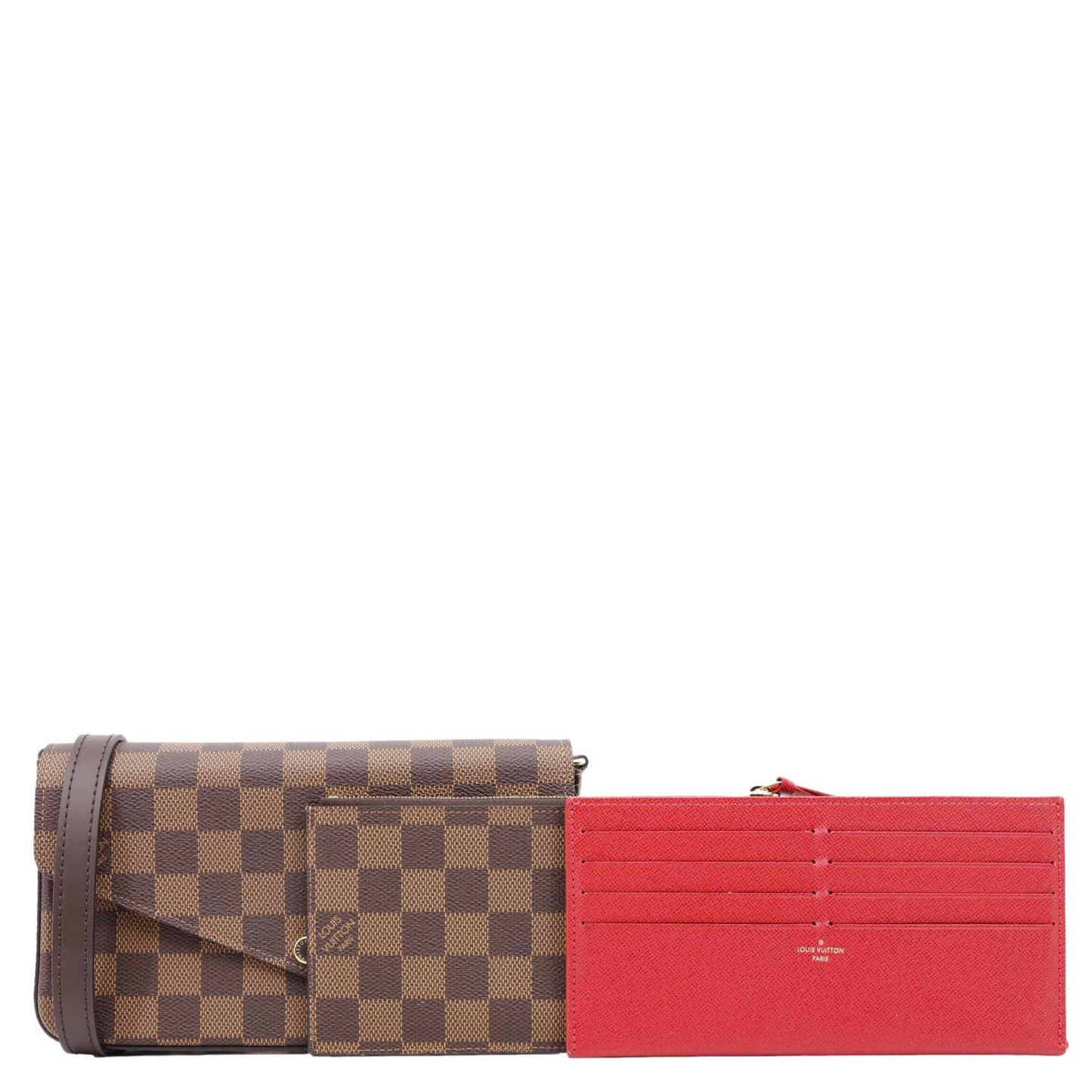 LOUIS VUITTON Felicie Pochette Damier Ebene Crossbody Bag Brown