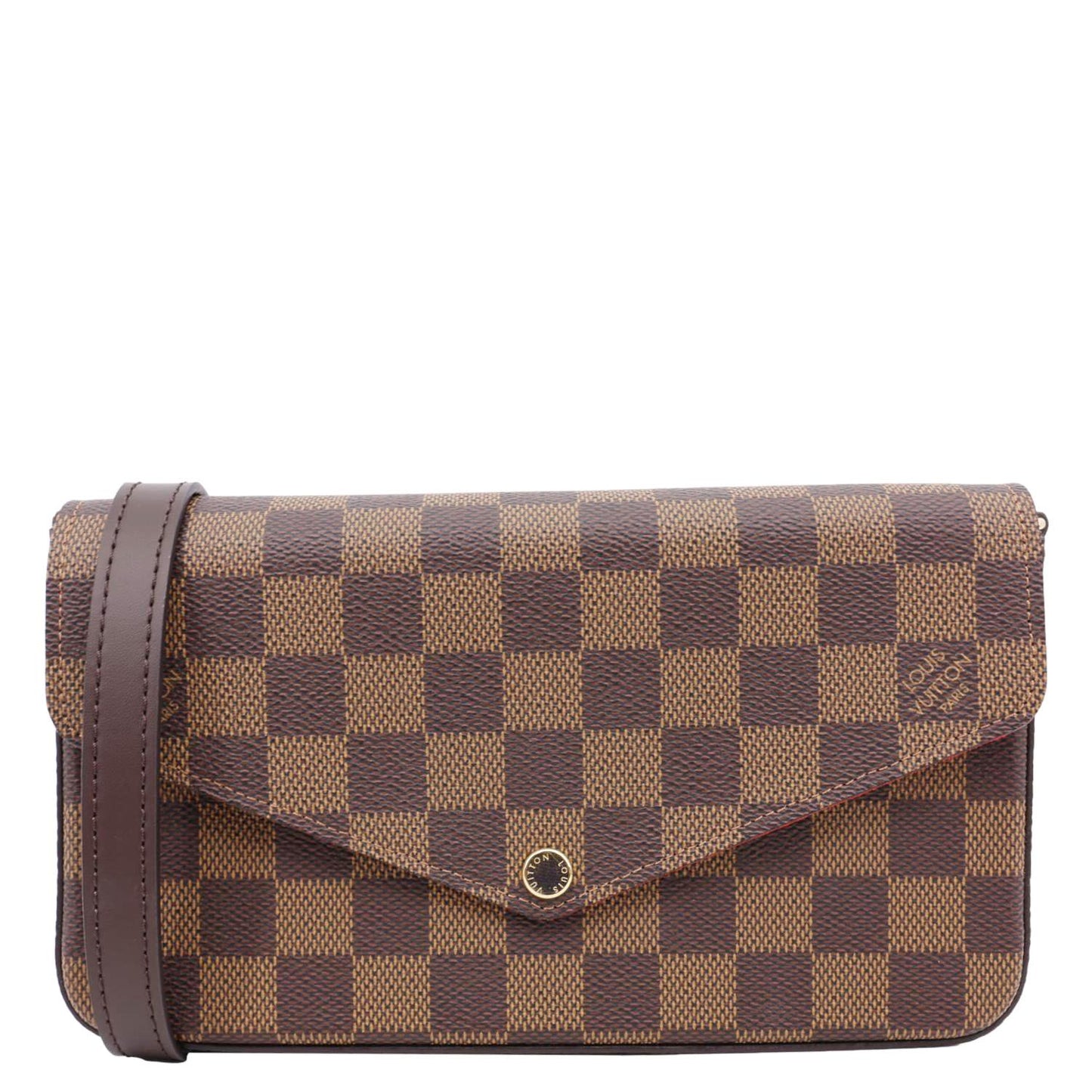 LOUIS VUITTON Felicie Pochette Damier Ebene Crossbody Bag Brown