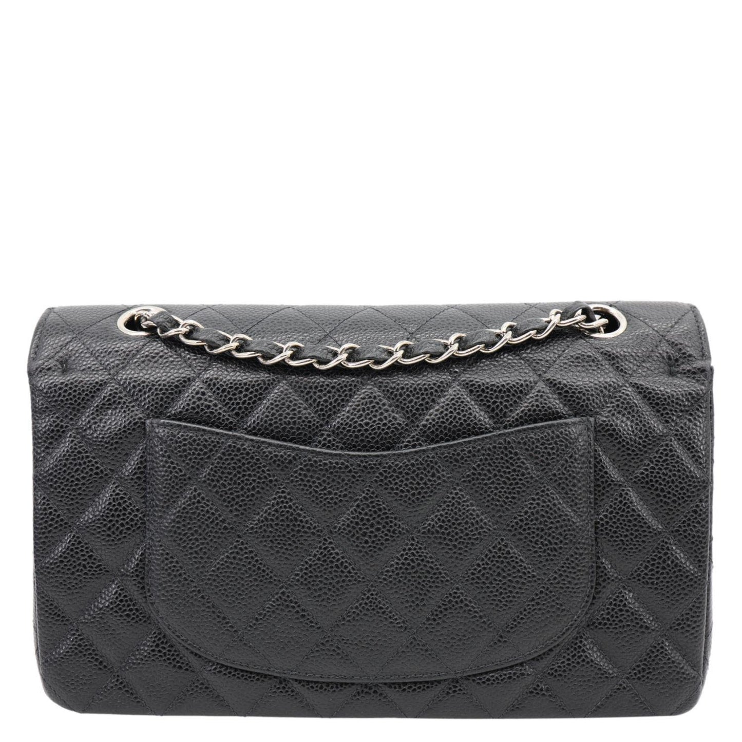 CHANEL Small Classic Flap Quilted Caviar Leather Shoulder Bag Black