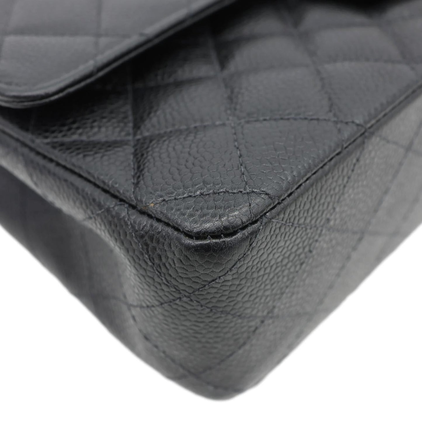 CHANEL Small Classic Flap Quilted Caviar Leather Shoulder Bag Black
