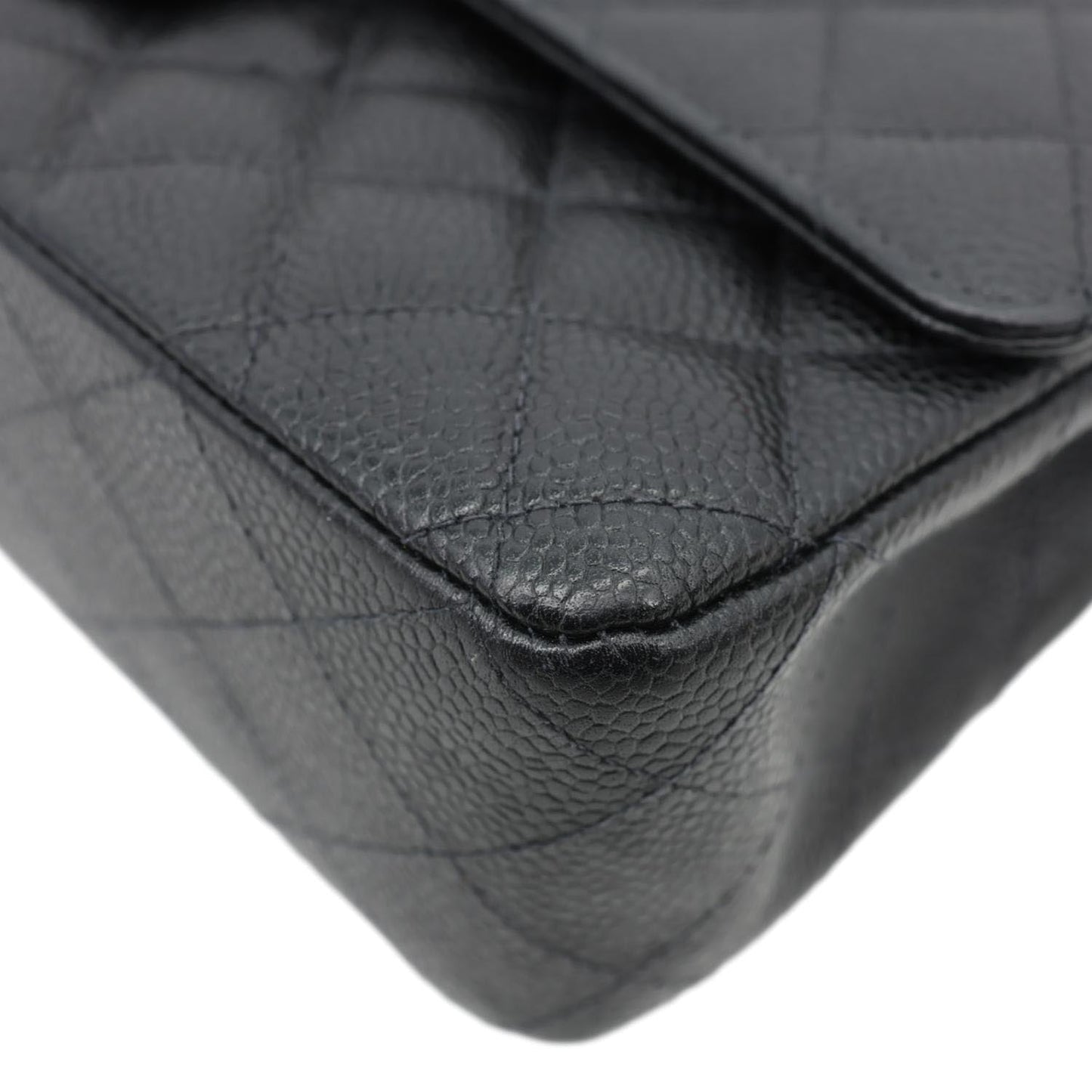 CHANEL Small Classic Flap Quilted Caviar Leather Shoulder Bag Black