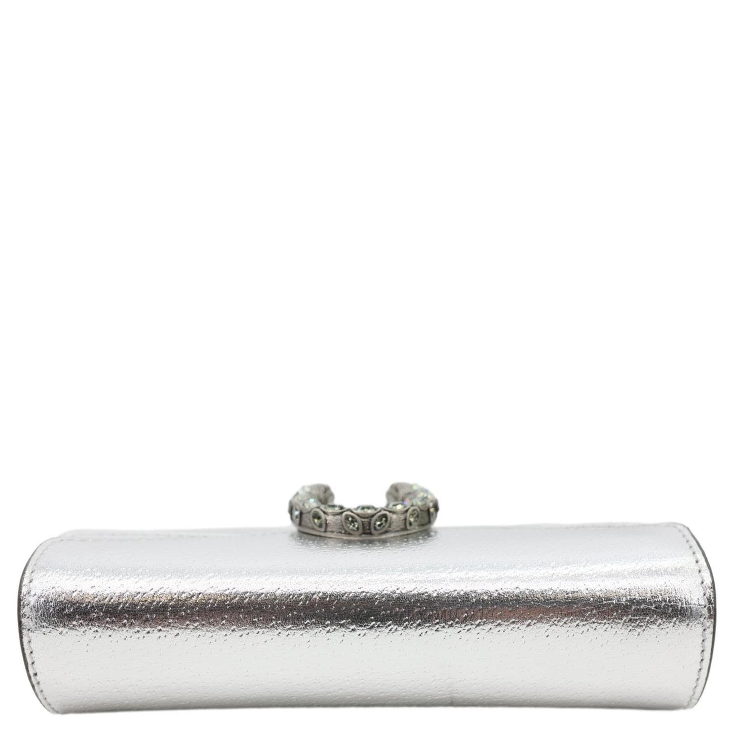GUCCI Dionysus Super Mini Metallic Leather Crossbody Bag Silver 476432