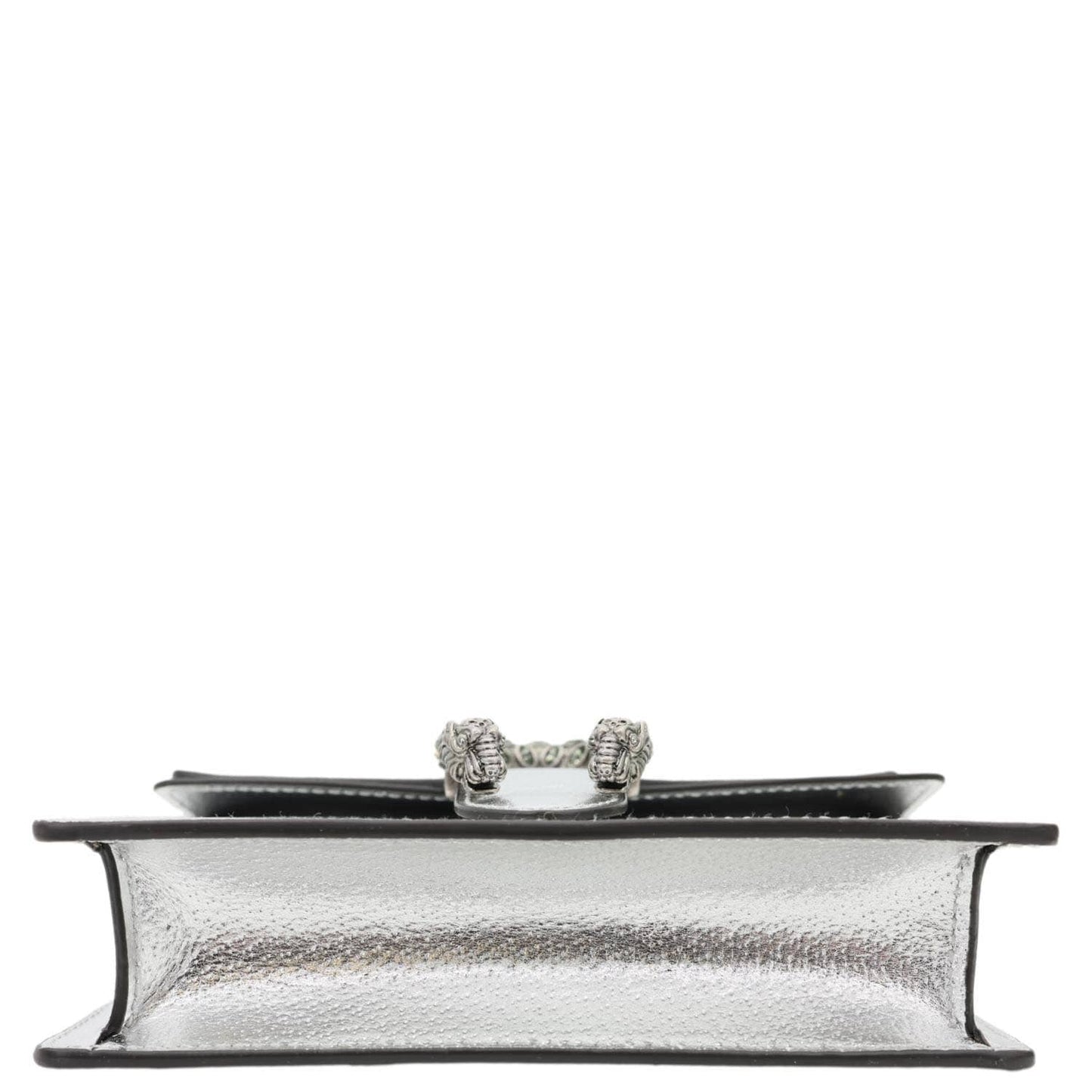 GUCCI Dionysus Super Mini Metallic Leather Crossbody Bag Silver 476432