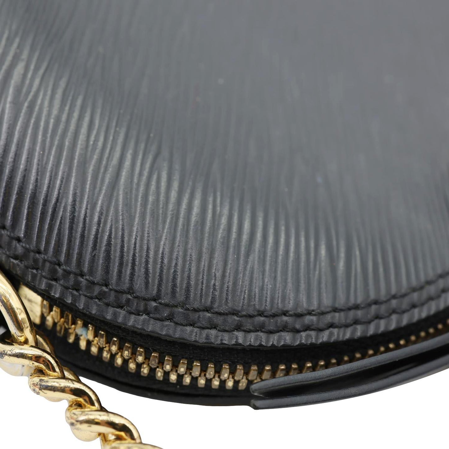 LOUIS VUITTON Alma BB Epi Leather Satchel Bag Black